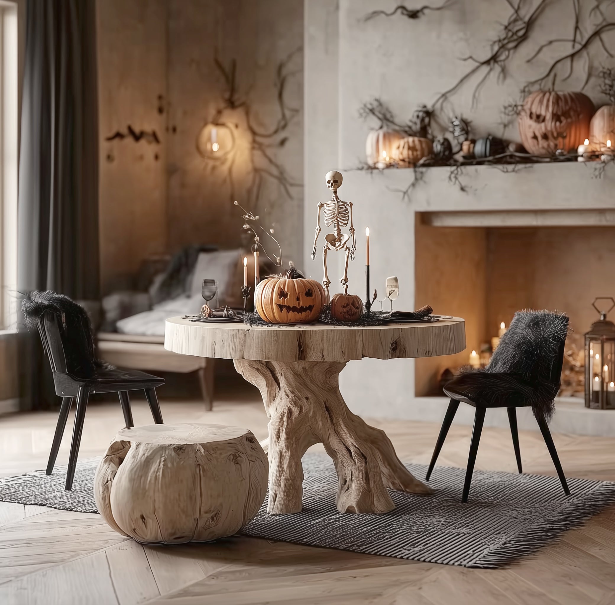 Rustic Side Table – Handmade Live Edge Solid Wood End Table for Living Room & Bedroom