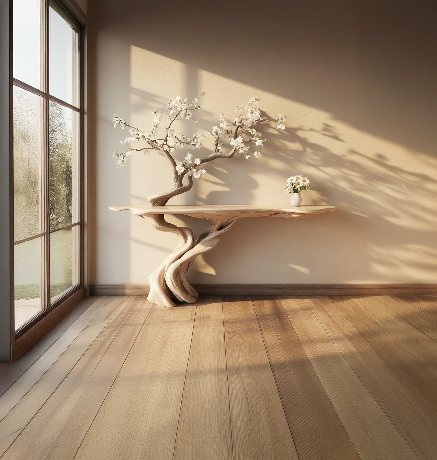 Handmade Solid Wood Tree Console Table – Rustic Entryway & Unique Living Room Décor