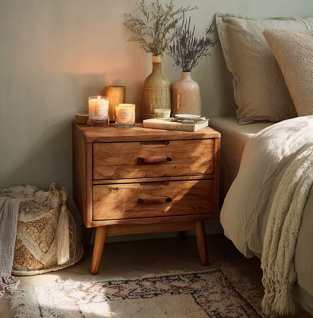 Movable Nightstand Table – 2 Tier Rolling End Table with Wheels for Sofa, Bed or Living Room