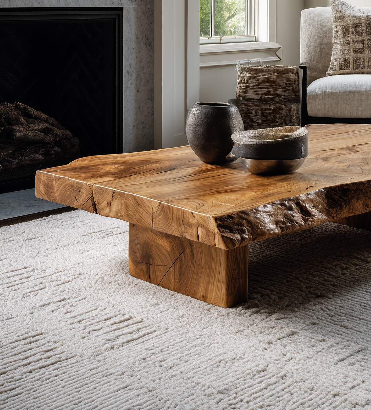 Rustic Low Coffee Table – Live Edge Reclaimed Wood for Dining or Farmhouse Living Rooms