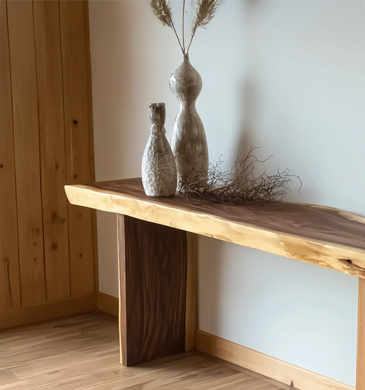 Console d’entrée en bois recyclé faite main – Meuble rustique style ferme