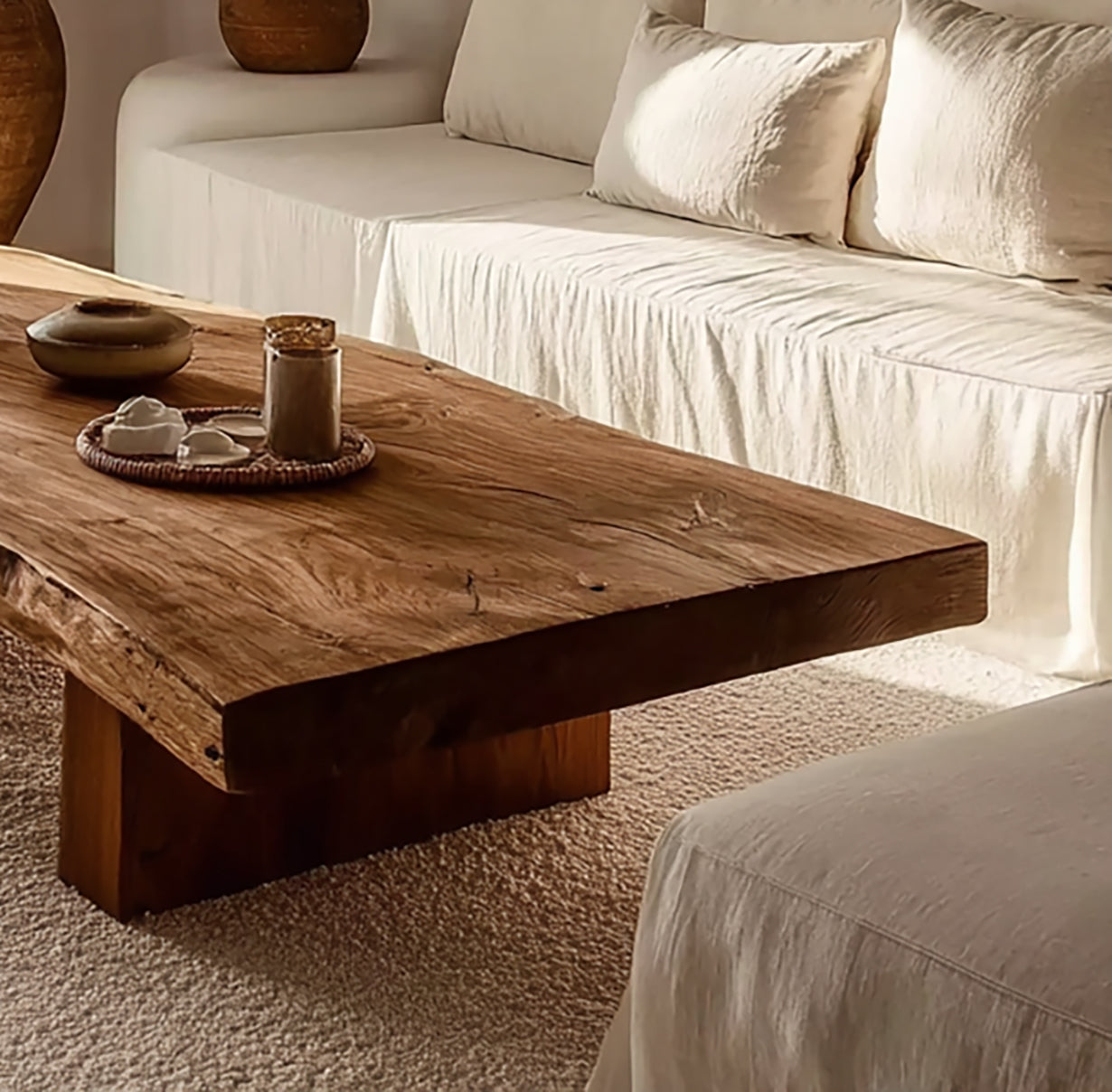 Live Edge Wood Coffee Table – Solid Natural Slab Center Table