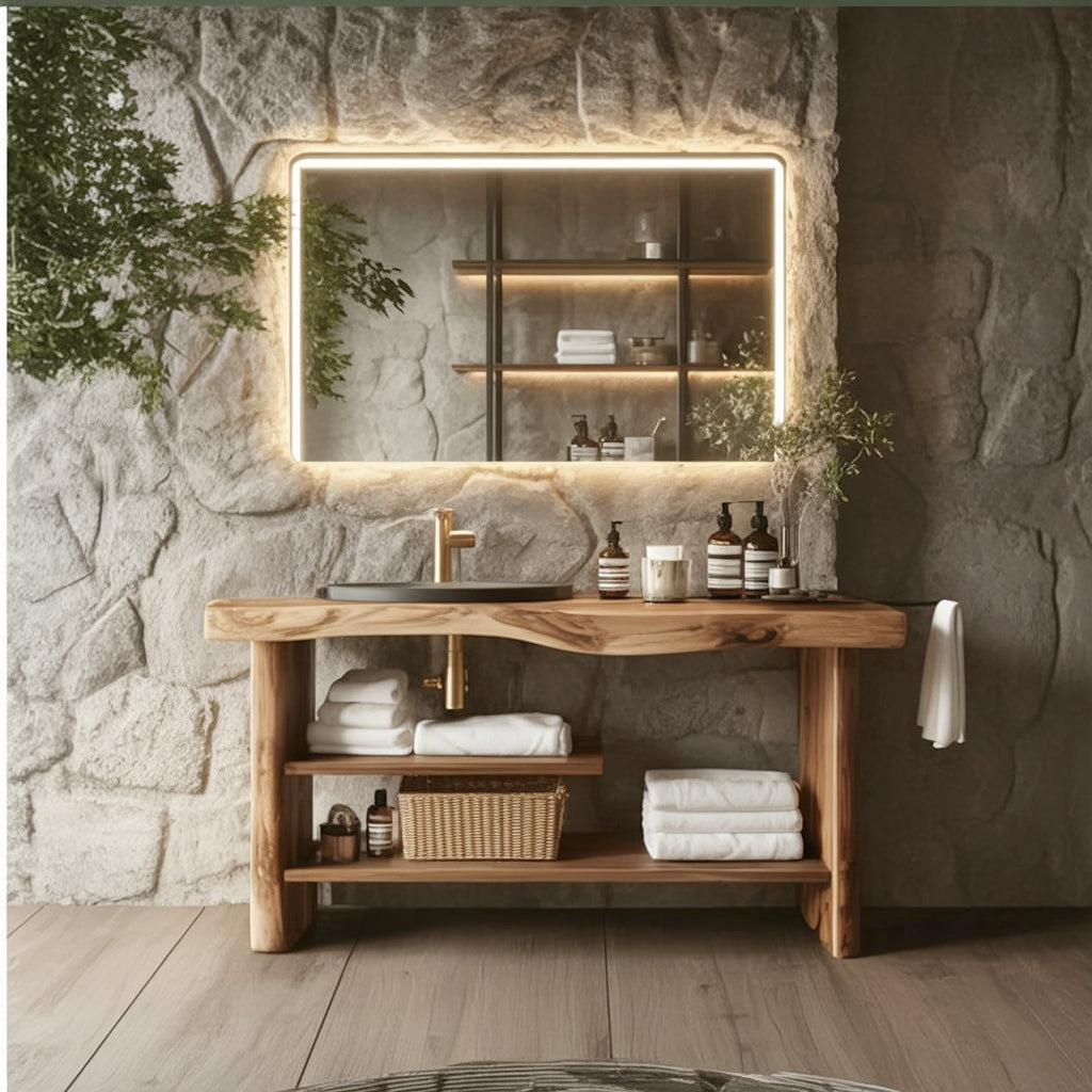 Handcrafted Natural Wood Vanity Table for Bathroom