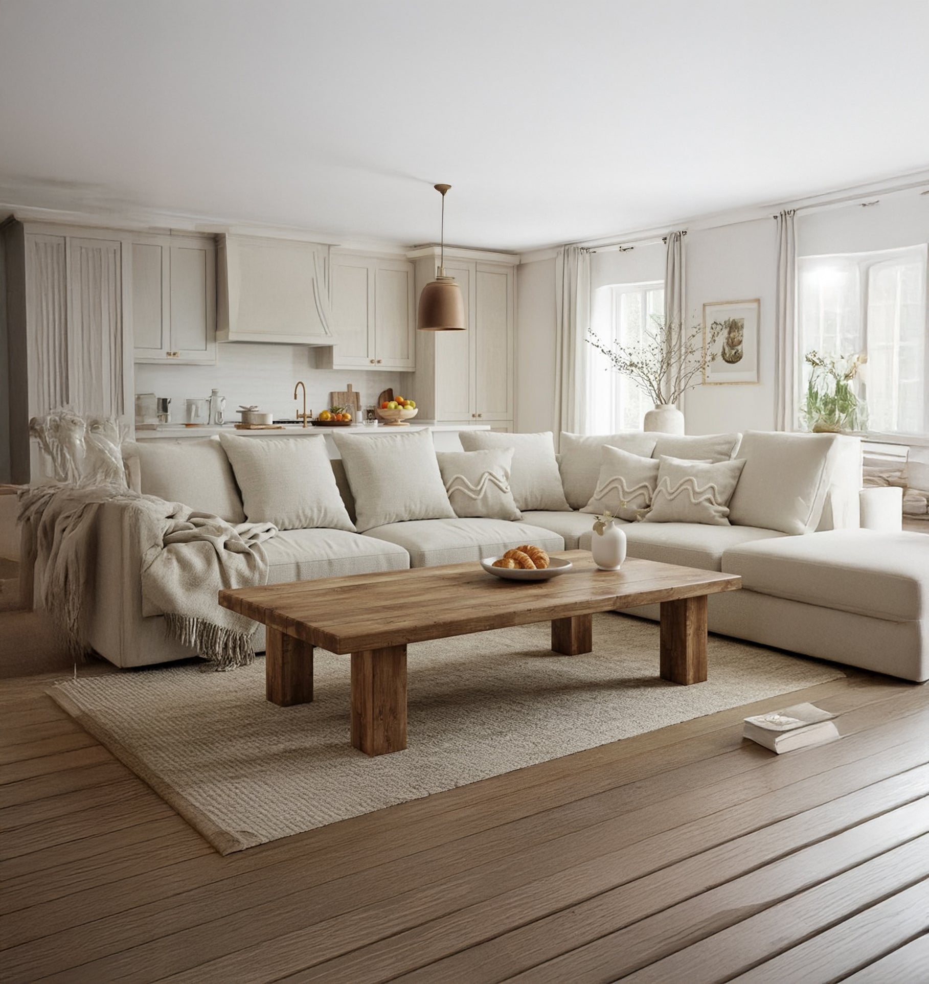 Rustic Reclaimed Wood Coffee Table with Shelf – Handmade Farmhouse Table