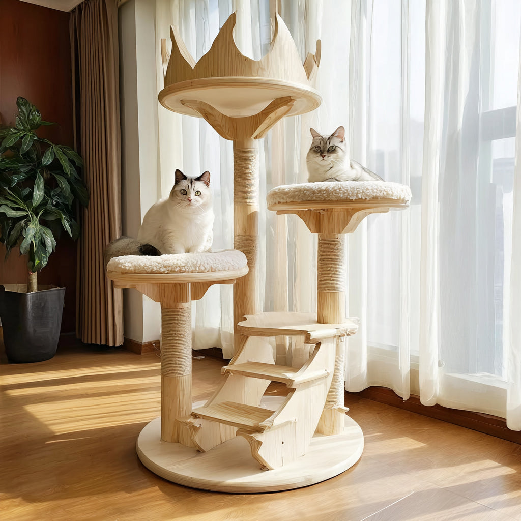 Cat Tree Made from Real Tree Branches and Wicker – Perfect for Minimalist and Nature-Inspired Homes