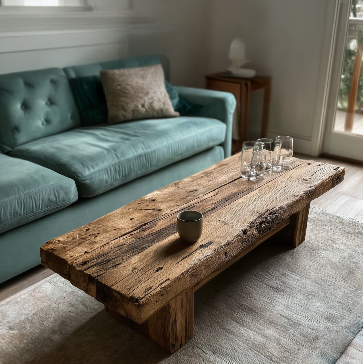 Reclaimed Large Coffee Table – Handmade Live Edge Wood Farmhouse Furniture