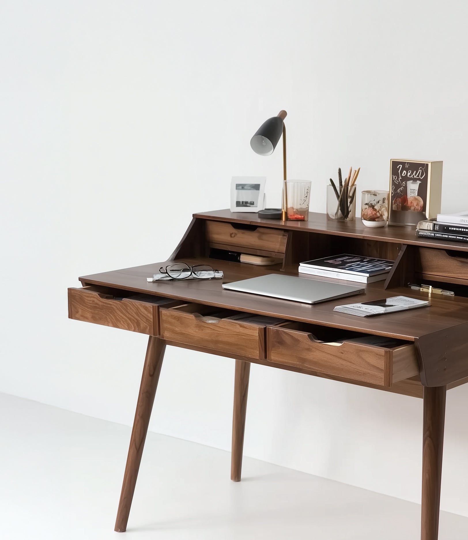 Modern Minimalist Computer Desk with Gap Design – Solid Wood Writing & Study Desk, Dressing Table