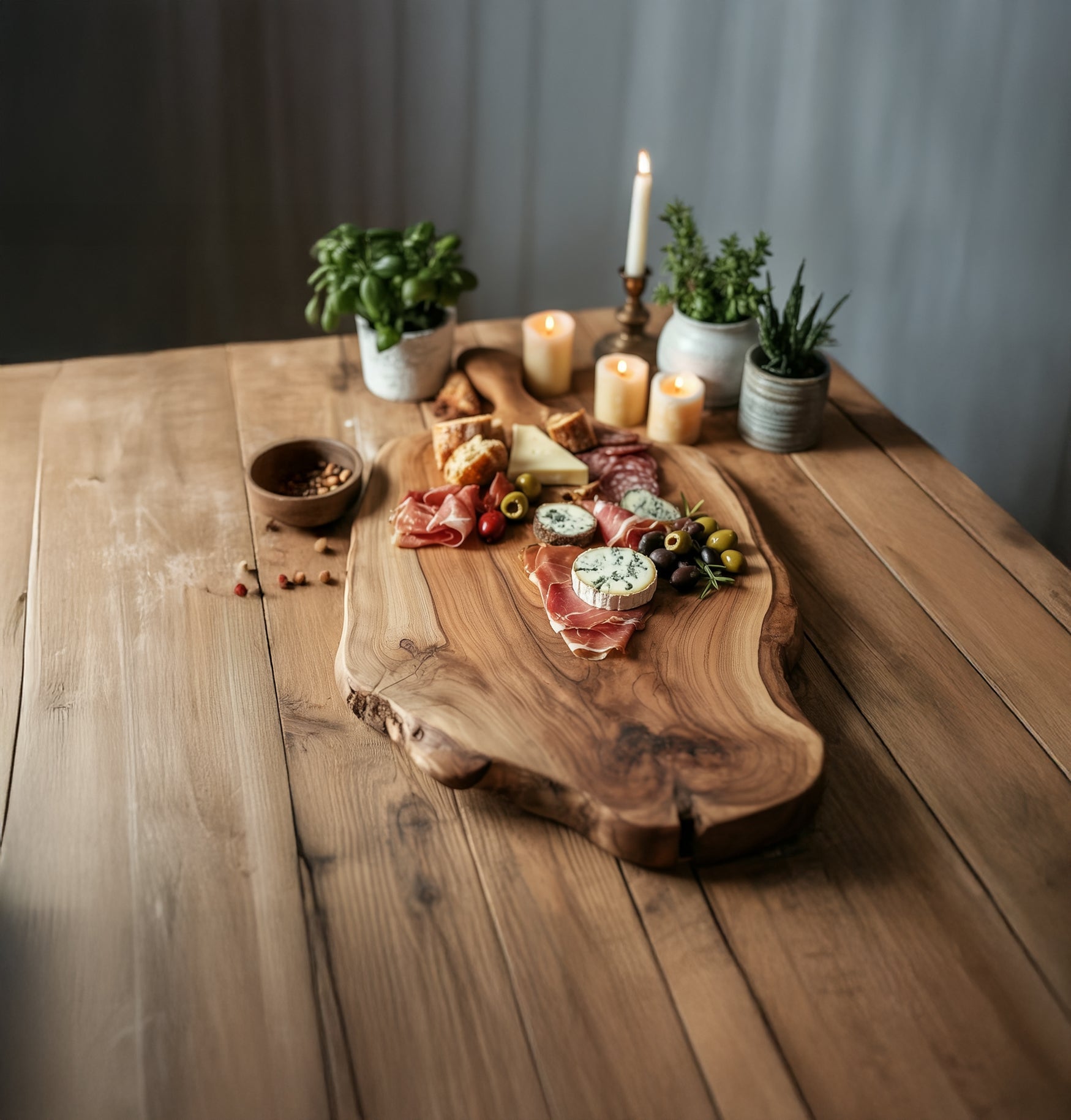 Handcrafted Live Edge Charcuterie Board – Solid Wood Serving Tray & Rustic Cheese Board