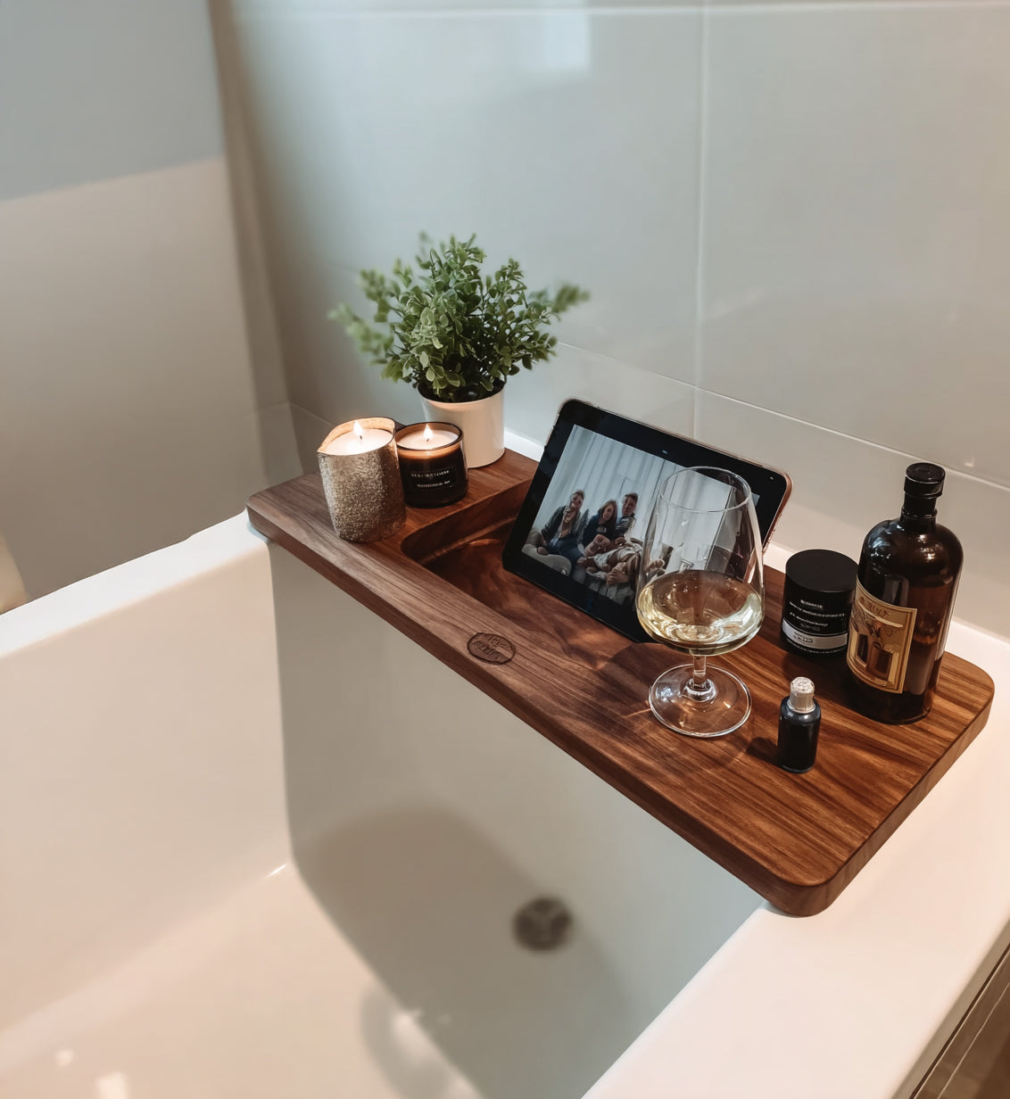 Live Edge Wood Bath Caddy – Rustic Handmade Bathtub Tray & Gift