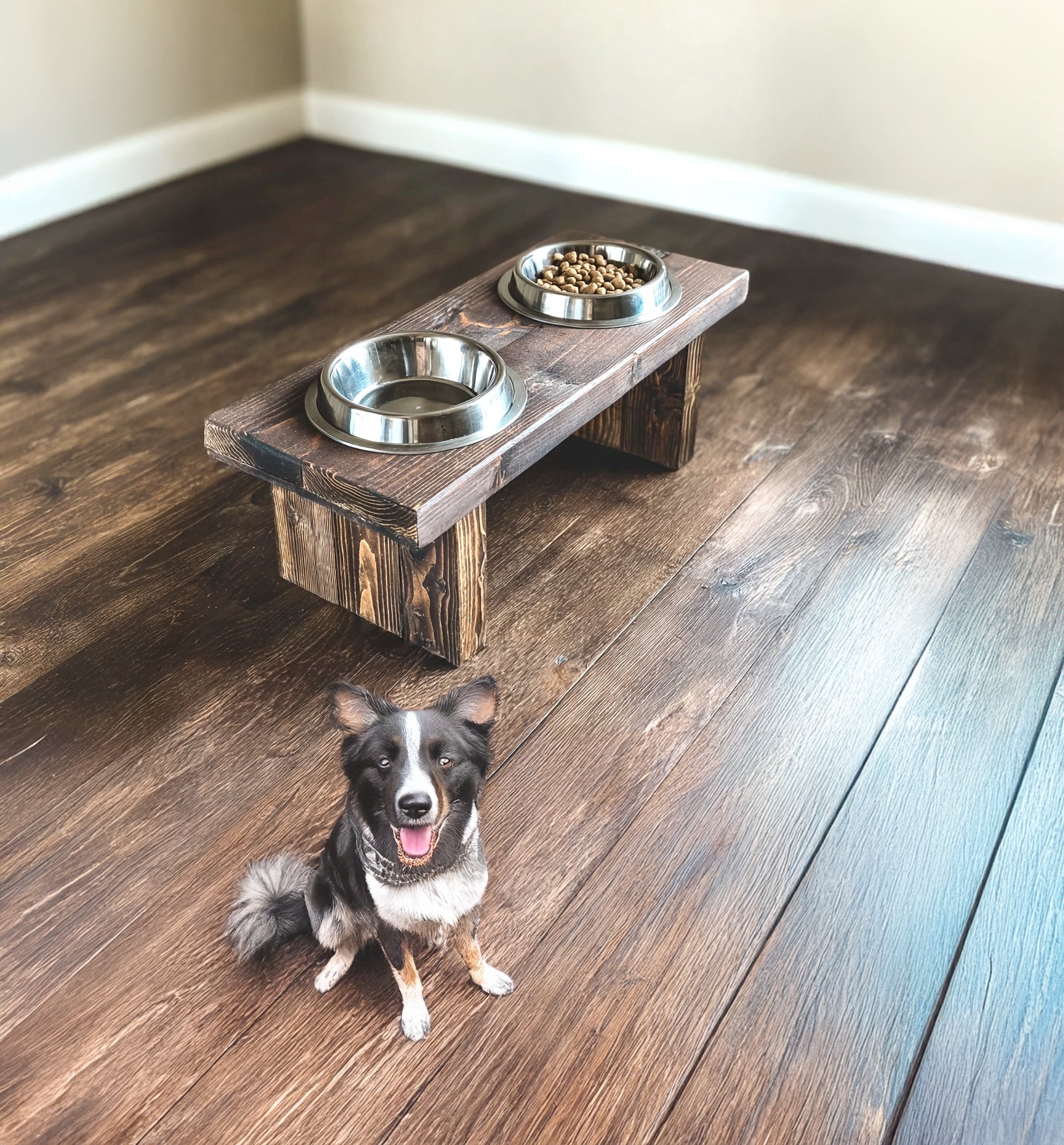 Rustic Wood Pet Feeding Station – Handmade Elevated Dog & Cat Feeder