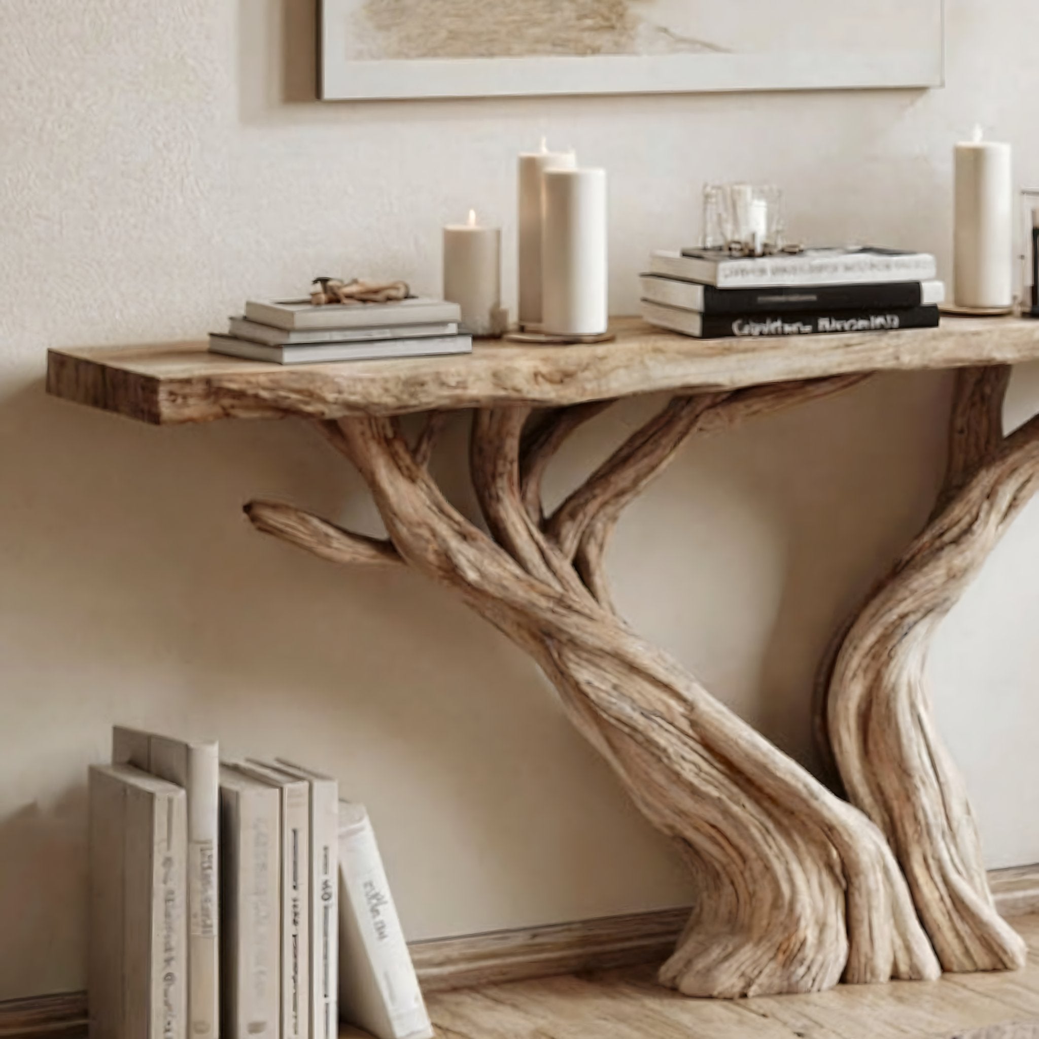 Console d’Entrée Étroit à Bord Vif – Table Artisanale Rustique en Bois Style Farmhouse