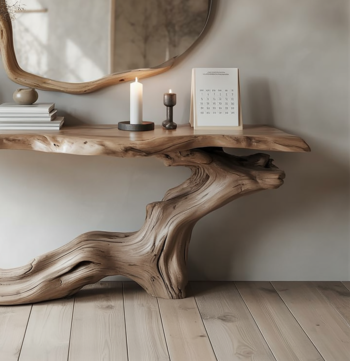 Console en Bois Massif Naturel – Table d’Entrée Rustique Fait Main