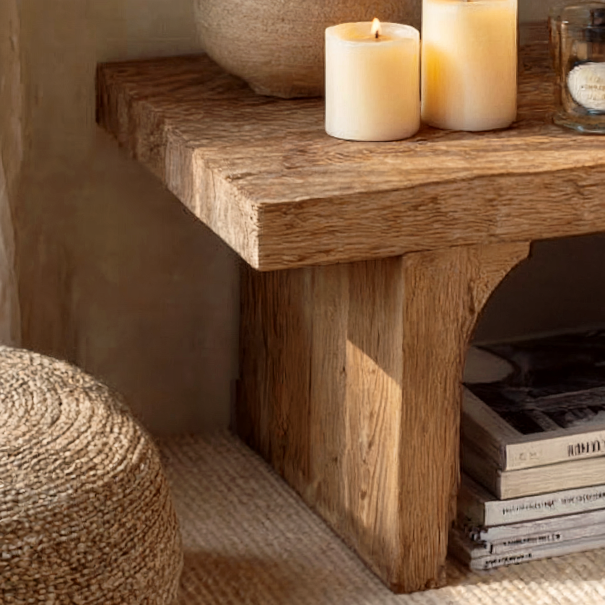 Modern Nightstand Rattan Side End Table with Storage – Solid Wood Legs, Accent Bedside Furniture