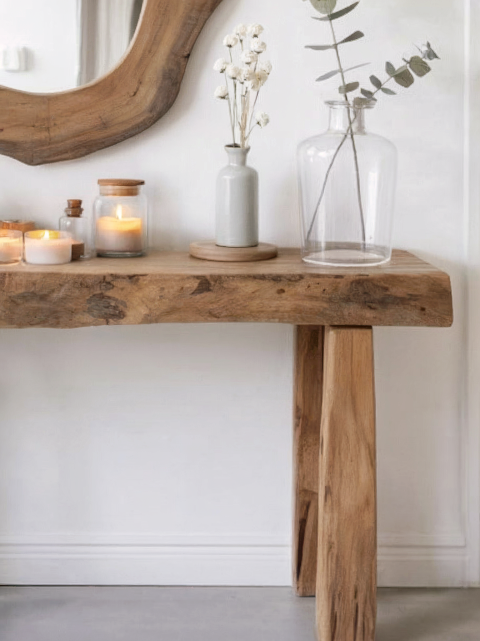 Handcrafted Reclaimed Wood Console Table – Rustic Hallway or Foyer Table with Natural Finish