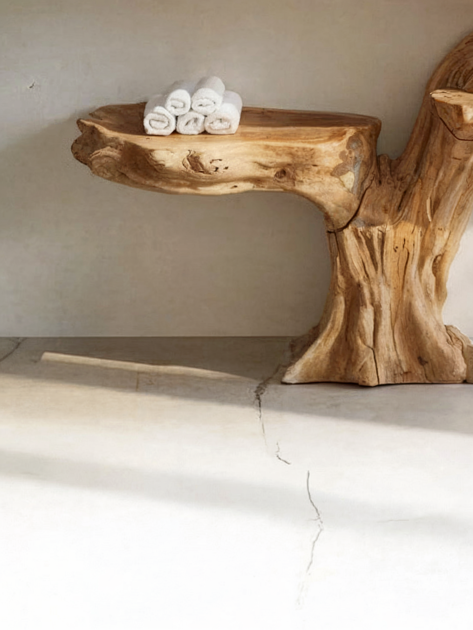 Rustic Wall Mounted Vessel Sink – Reclaimed Live Edge Wooden Bathroom Vanity