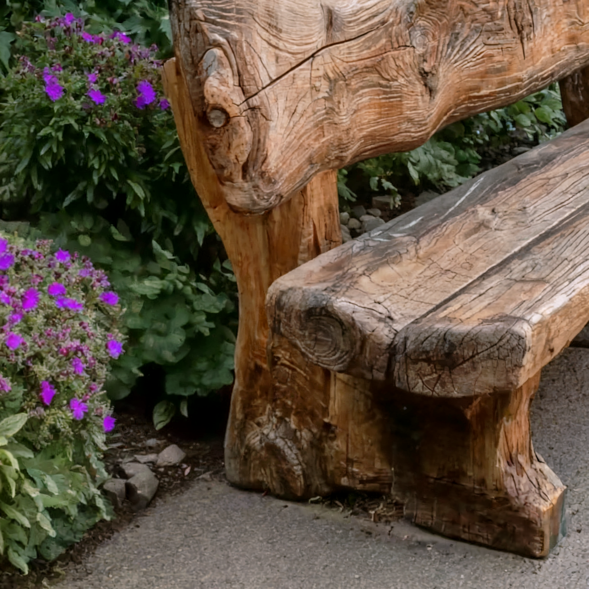 Handcrafted Rustic Solid Wood Bench - Natural Log Seating for Garden & Patio