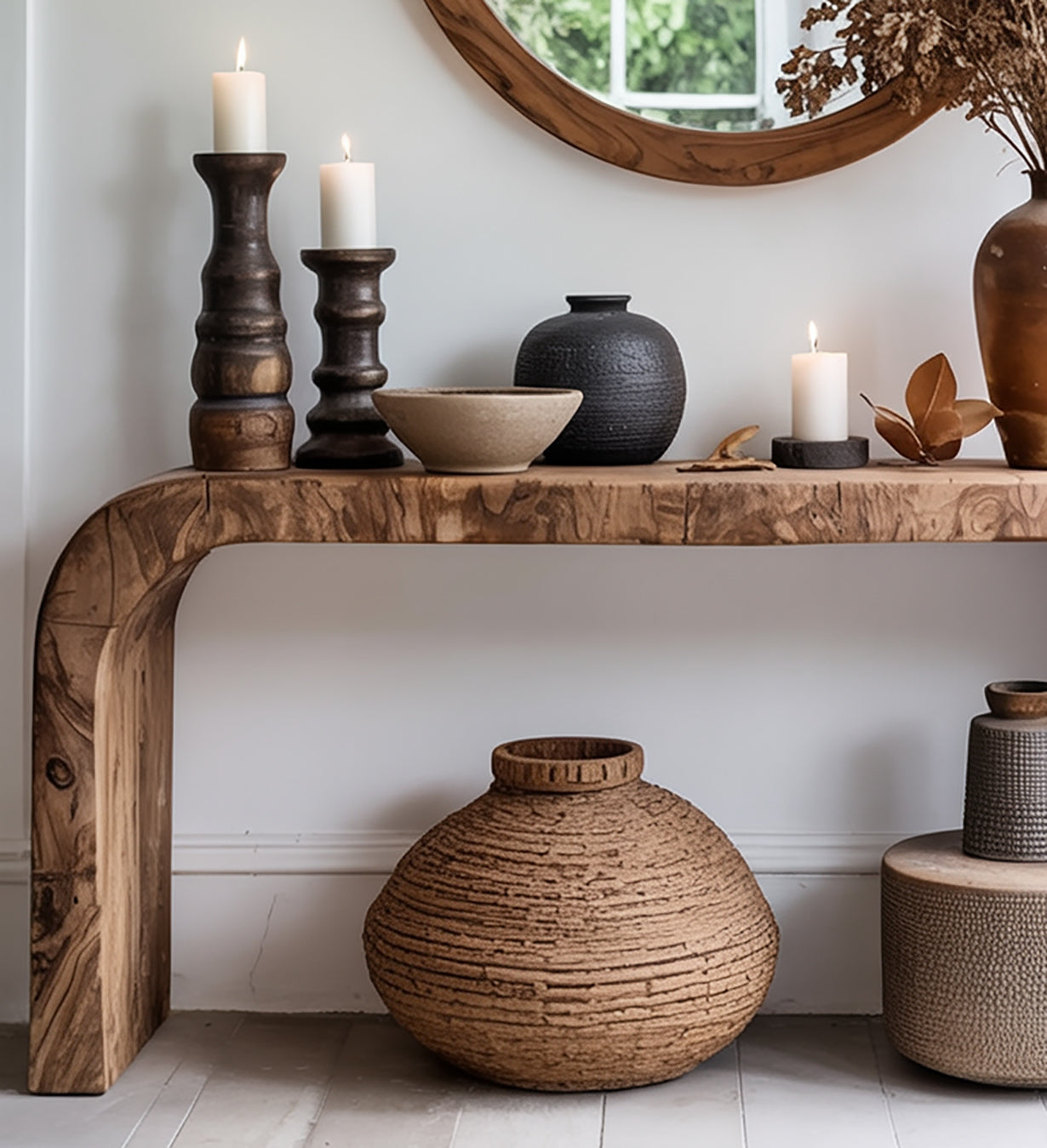 Farmhouse Wooden Console Table – Rustic Reclaimed Entryway Table