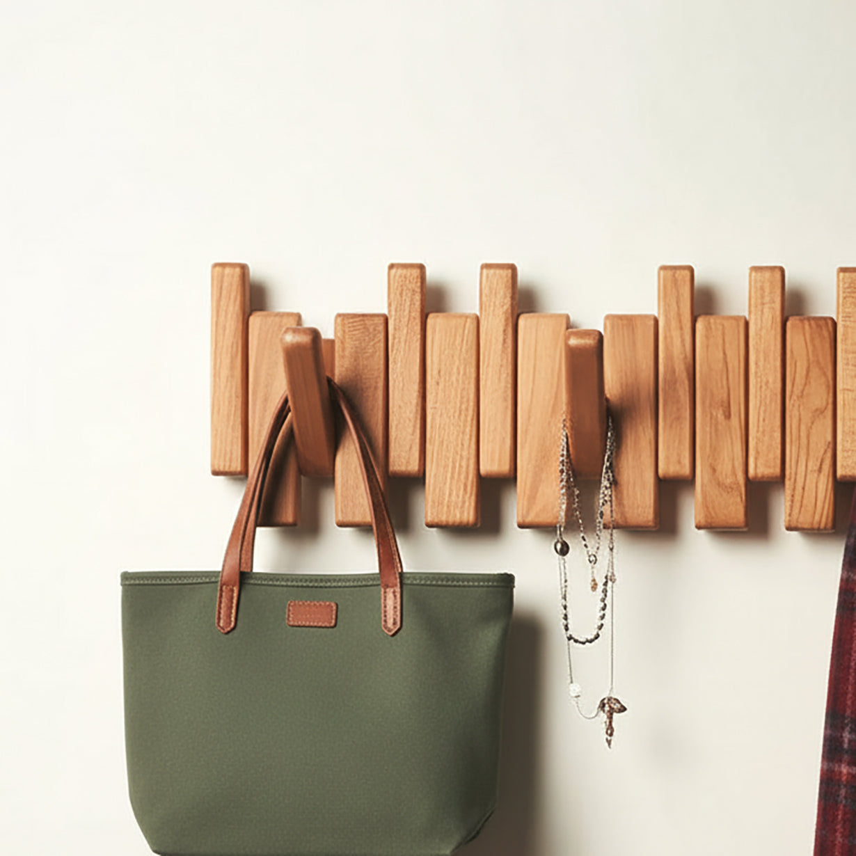 Handmade Solid Wood Piano Coat Rack – Unique Wall Hooks for Home