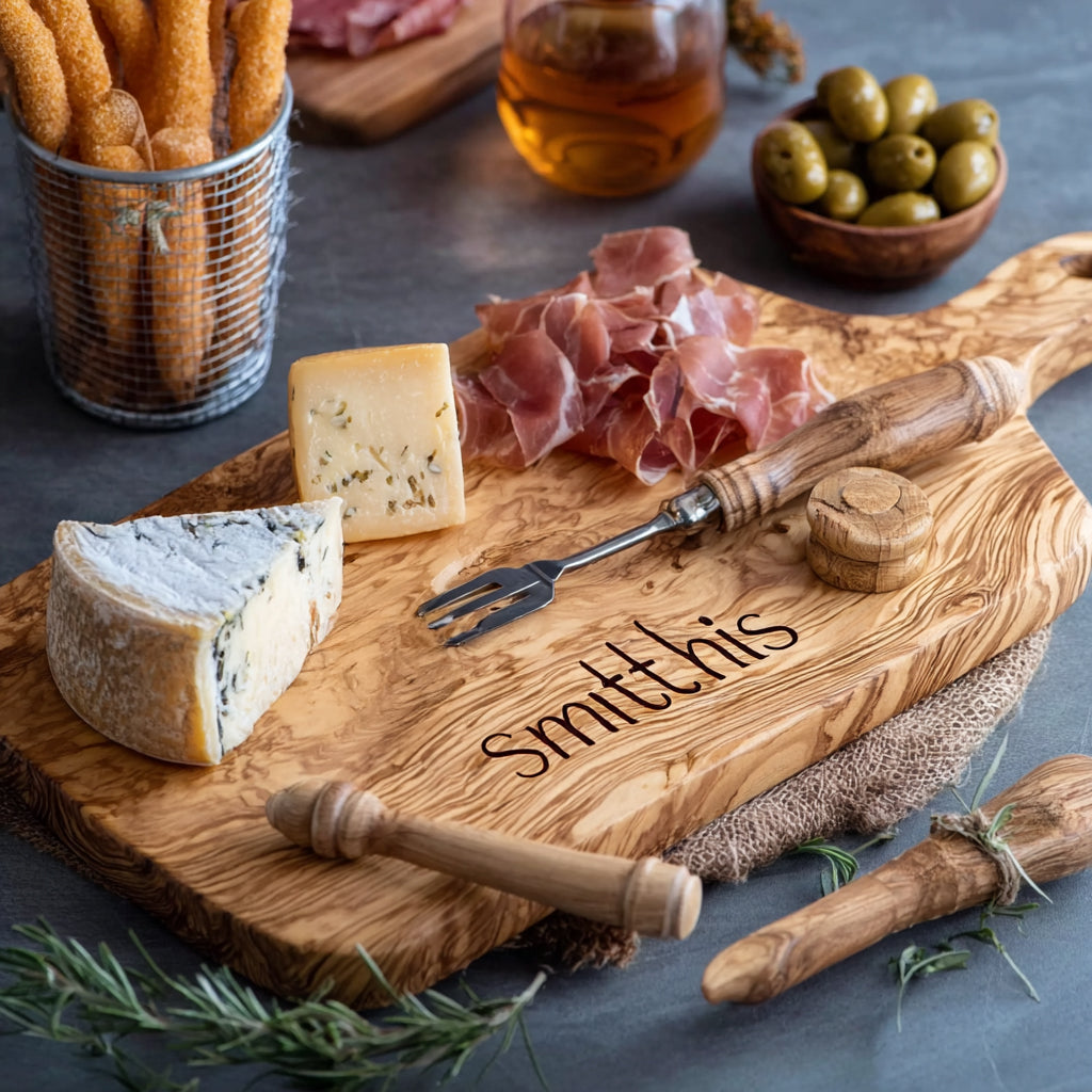 Rustic Live Edge Wood Charcuterie Board – Handmade Cheese & Meat Serving Platter