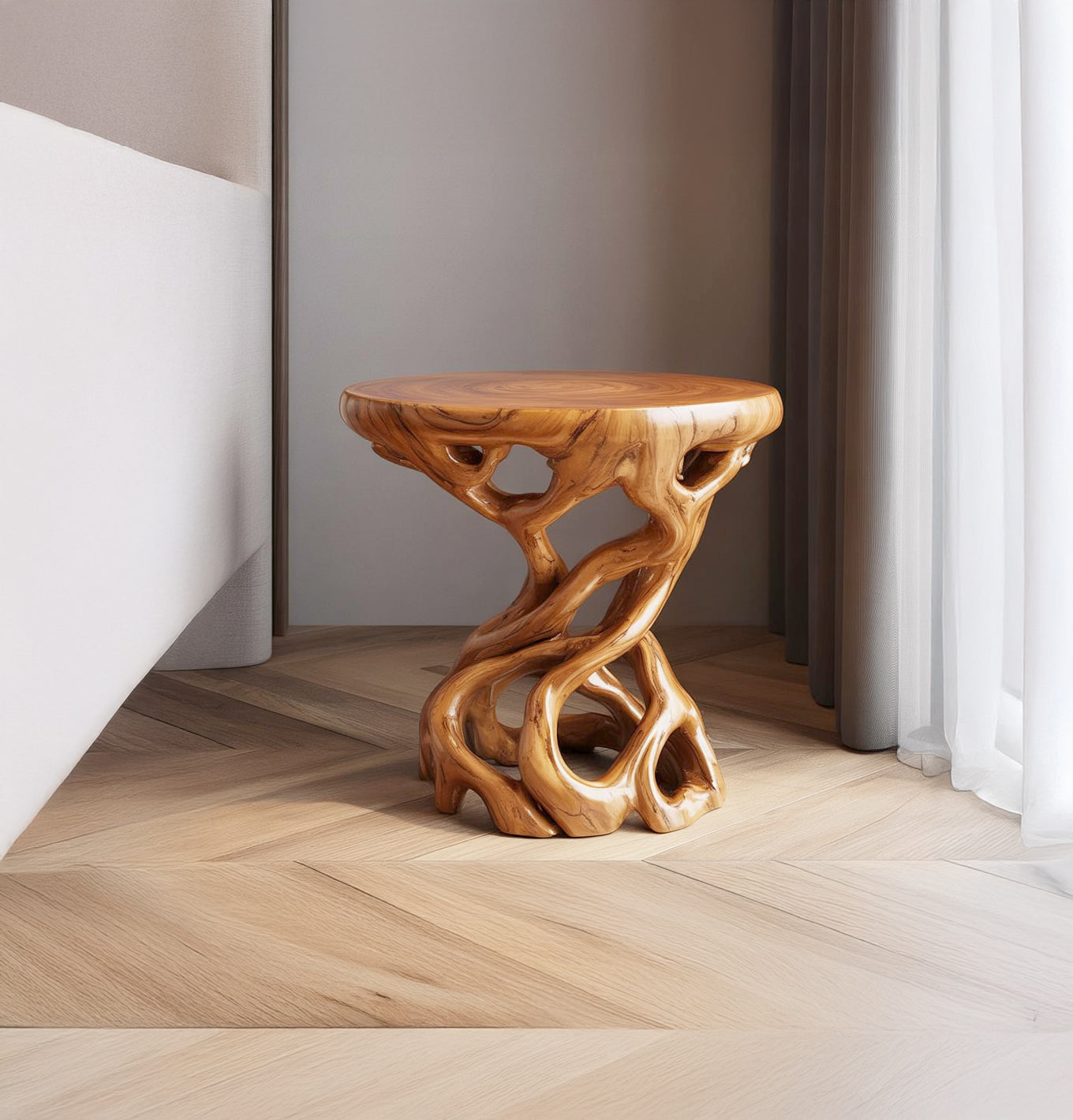 Organic Wood Root End Table – Handcrafted Sculptural Side Table