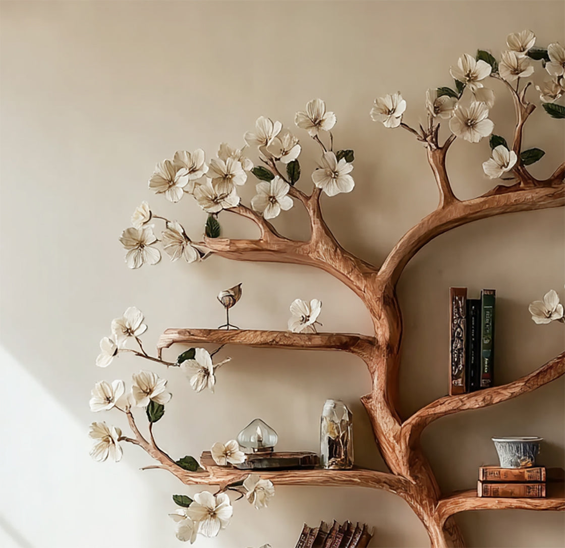 Rustic Wooden Tree Bookshelf – Handmade Bookcase for Home Decor & Book Lovers