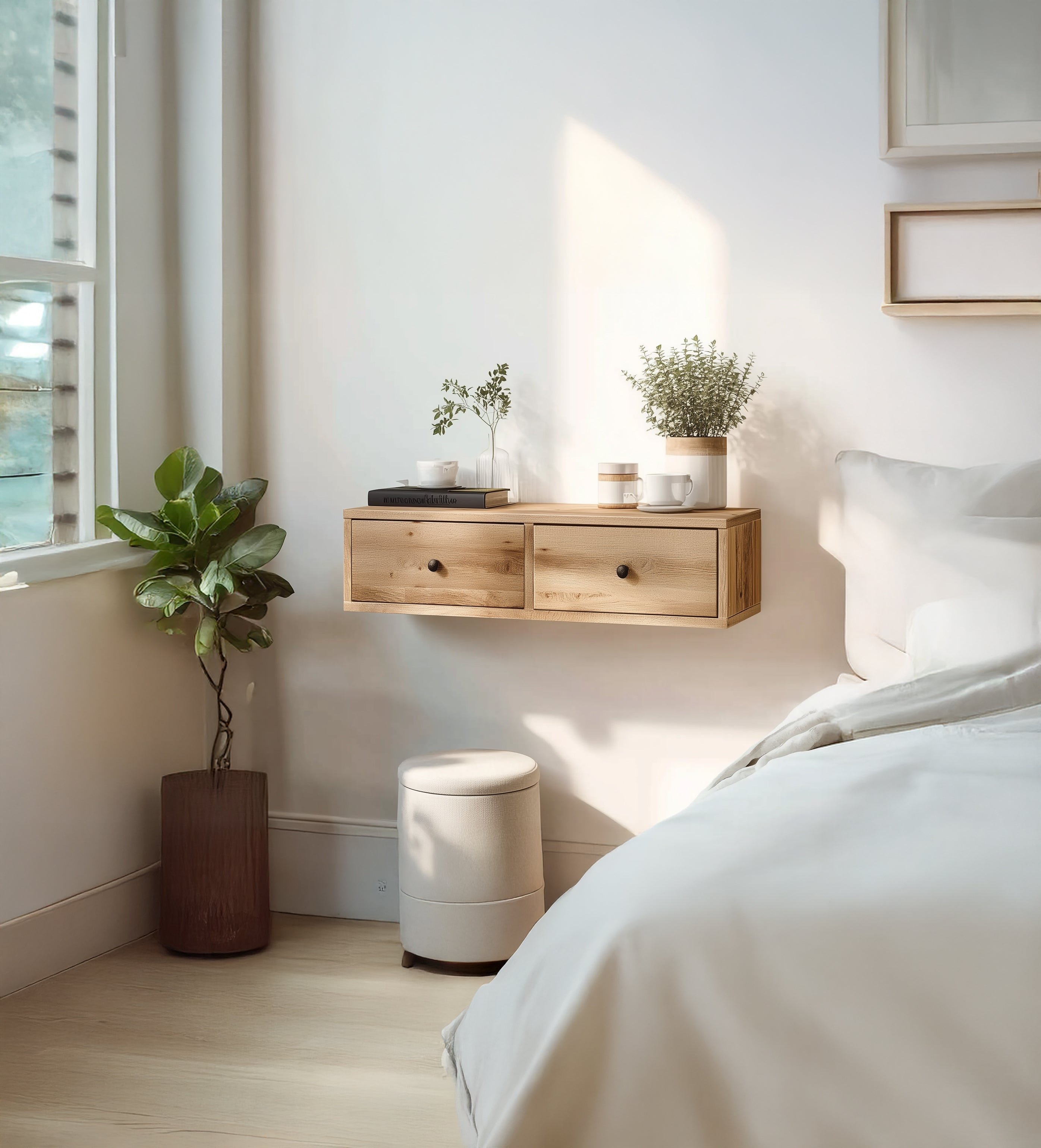 Reclaimed Wood Bedside Table – Solid Wood Rustic Nightstand, Handmade Bedroom Decor & Housewarming Gift