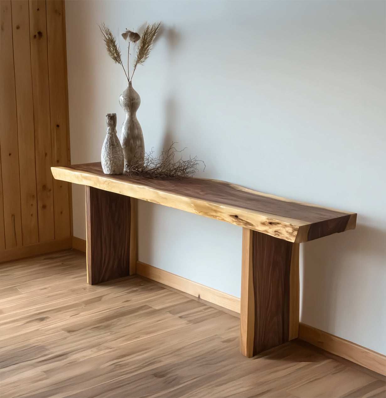 Console d’entrée en bois recyclé faite main – Meuble rustique style ferme
