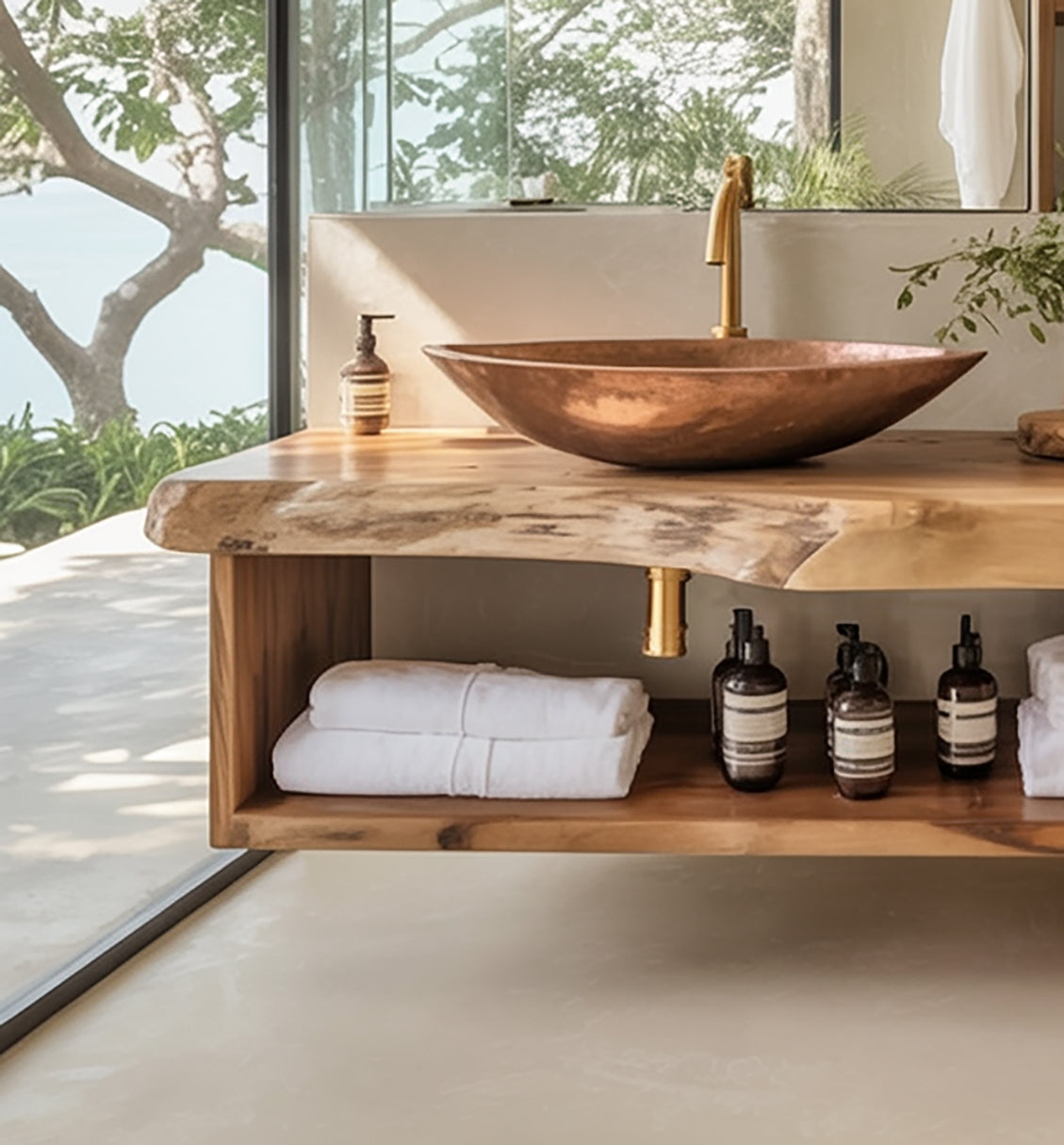 Meuble Vasque Suspendu Fait Main – Bois Massif Style Ferme