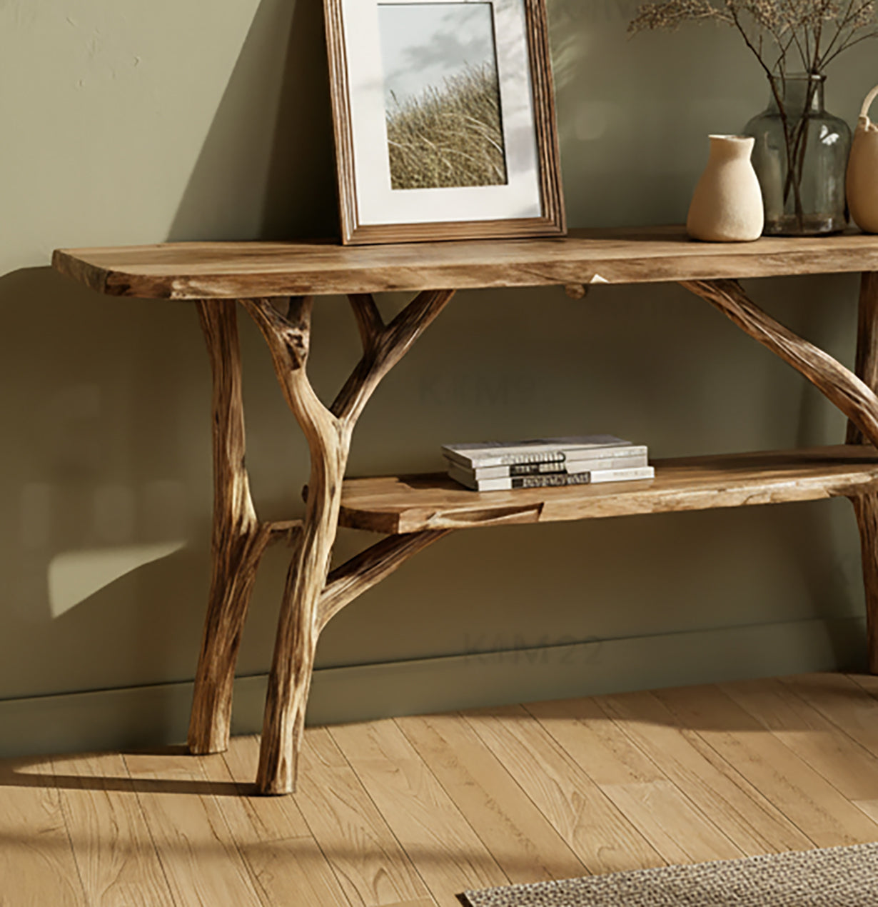 Rustic Farmhouse Console Table – Handcrafted Solid Wood Entryway Table
