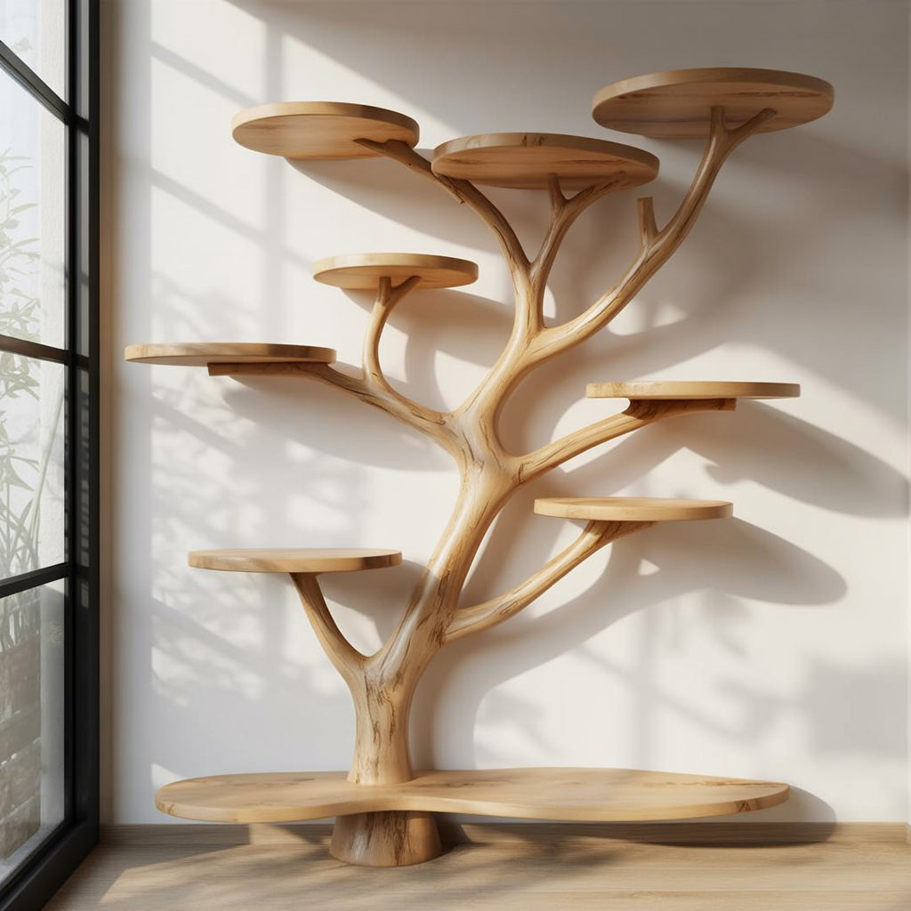 Arbre à Chat Rustique en Bois Naturel – Mobilier Artisanal pour Chat