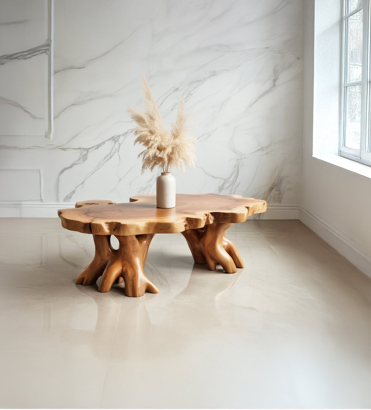 Handcrafted Live Edge Coffee Table – Natural Tree Root Design