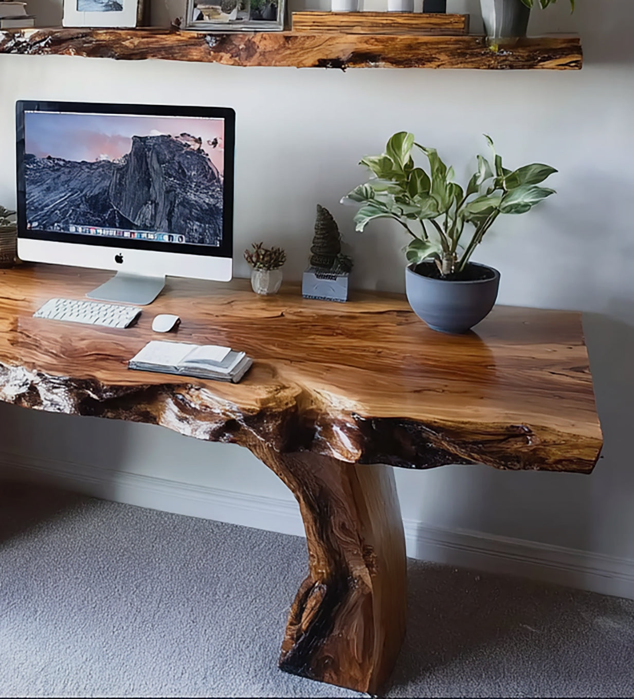 Handmade Live Edge Desk – Rustic Solid Wood Office Workstation for Home or Studio