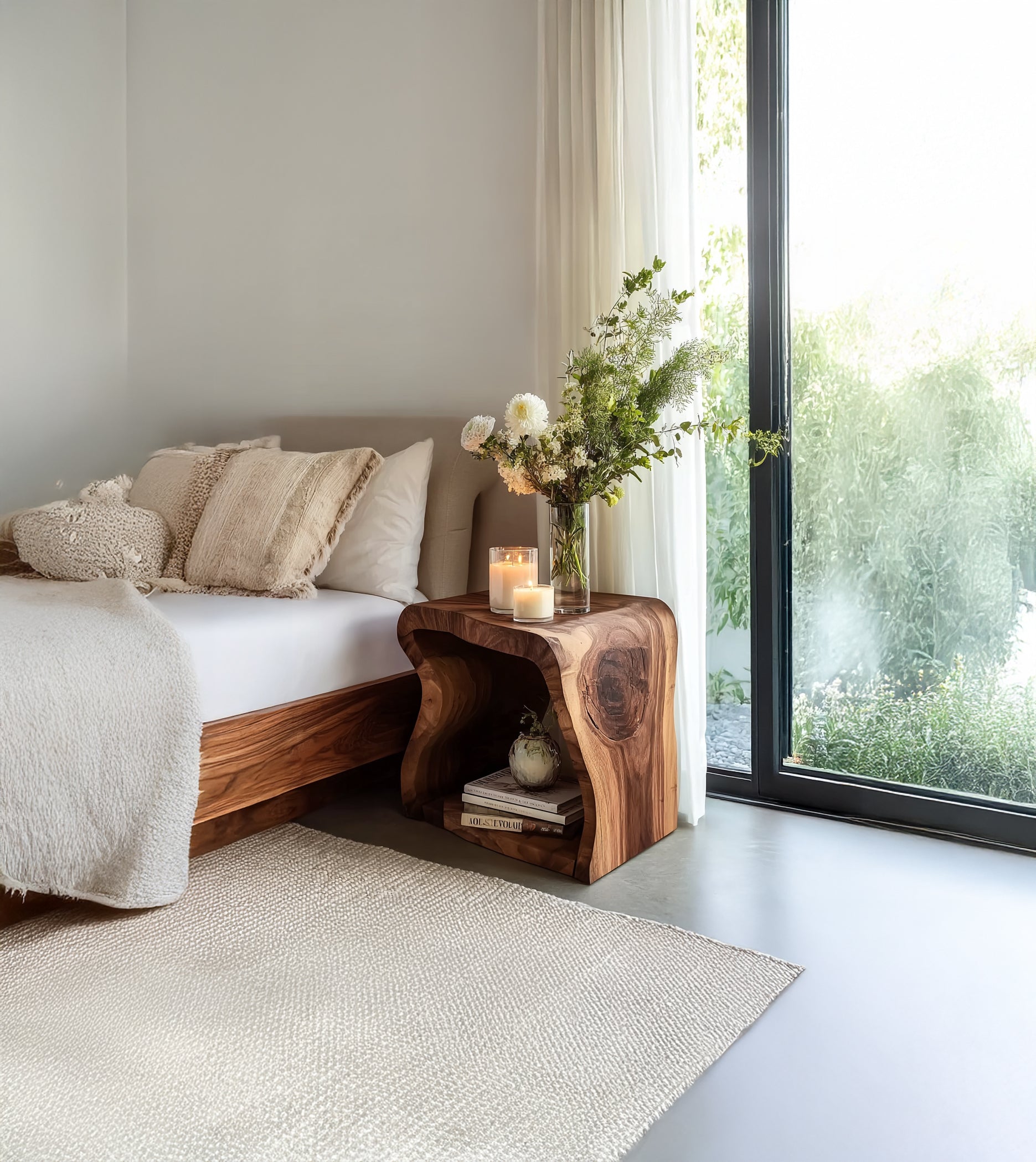 Live Edge End Table – Rustic Solid Wood End Table for Living Room