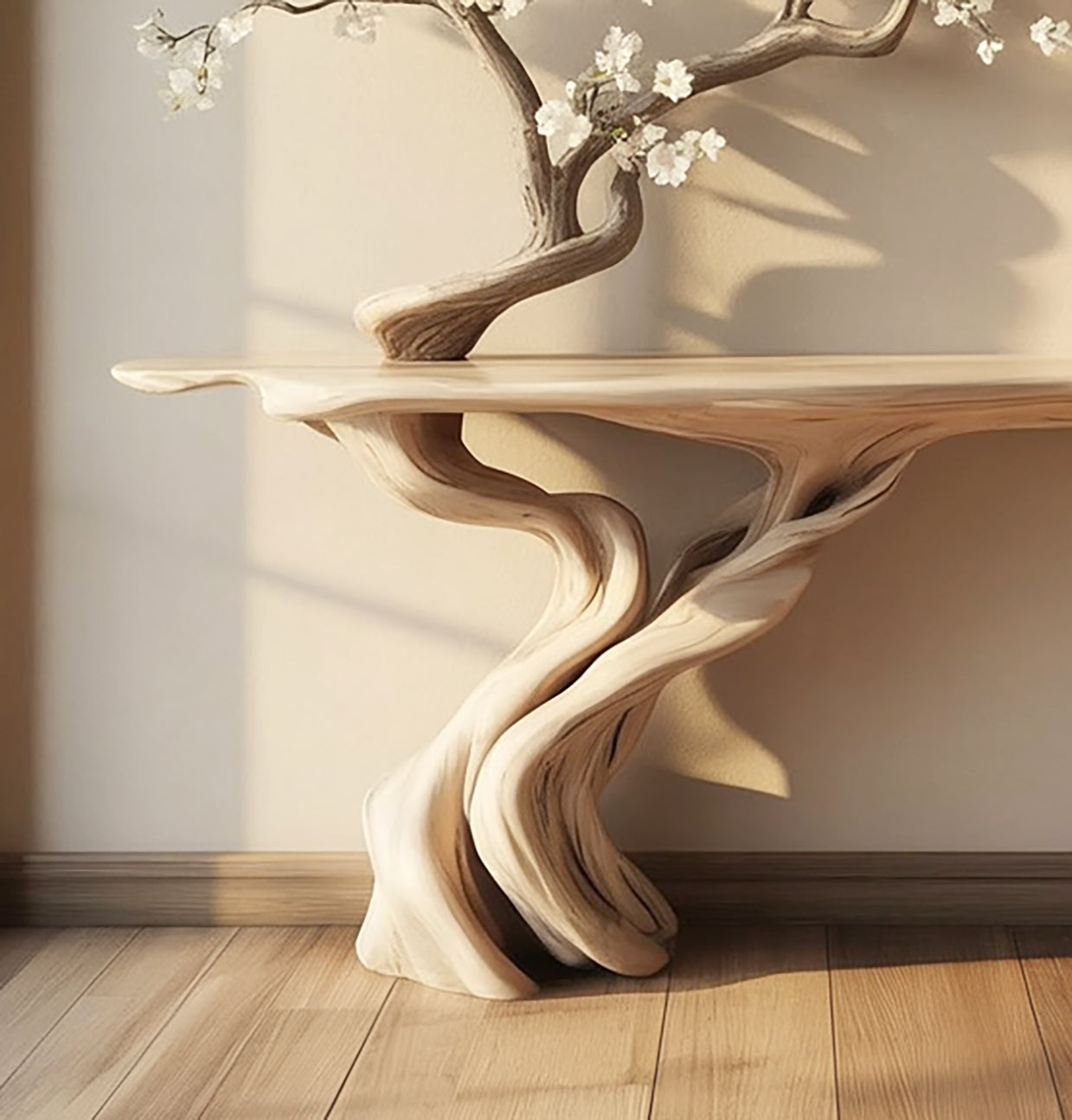 Handmade Solid Wood Tree Console Table – Rustic Entryway & Unique Living Room Décor