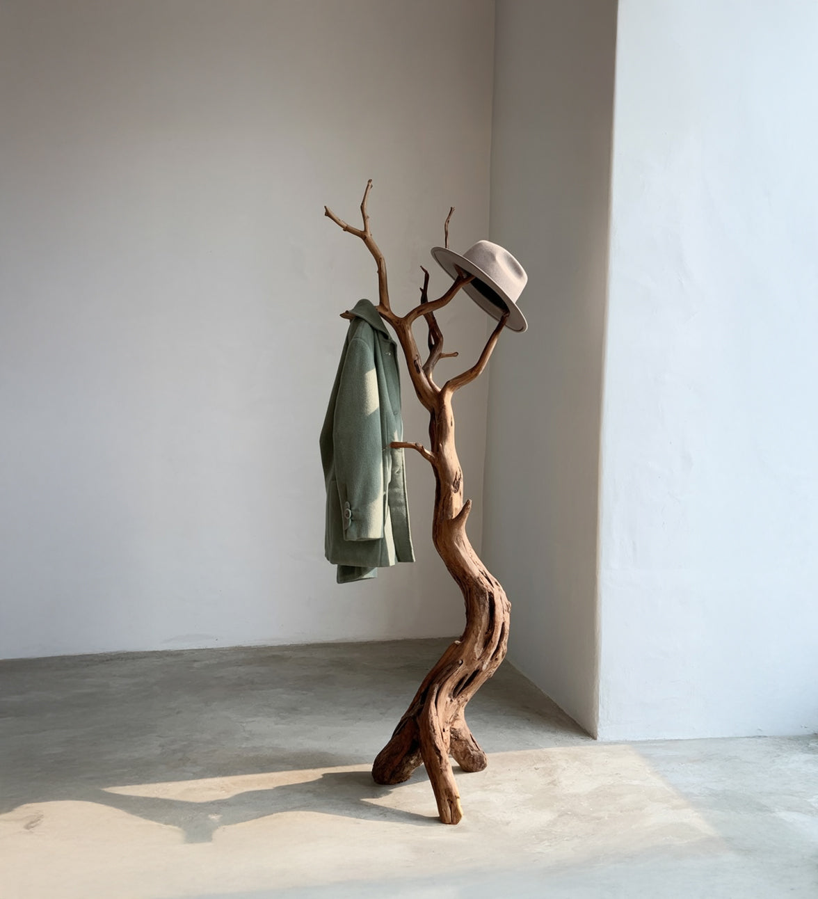 Porte-Manteau Branche d’Arbre en Bois Naturel Massif sur Pied