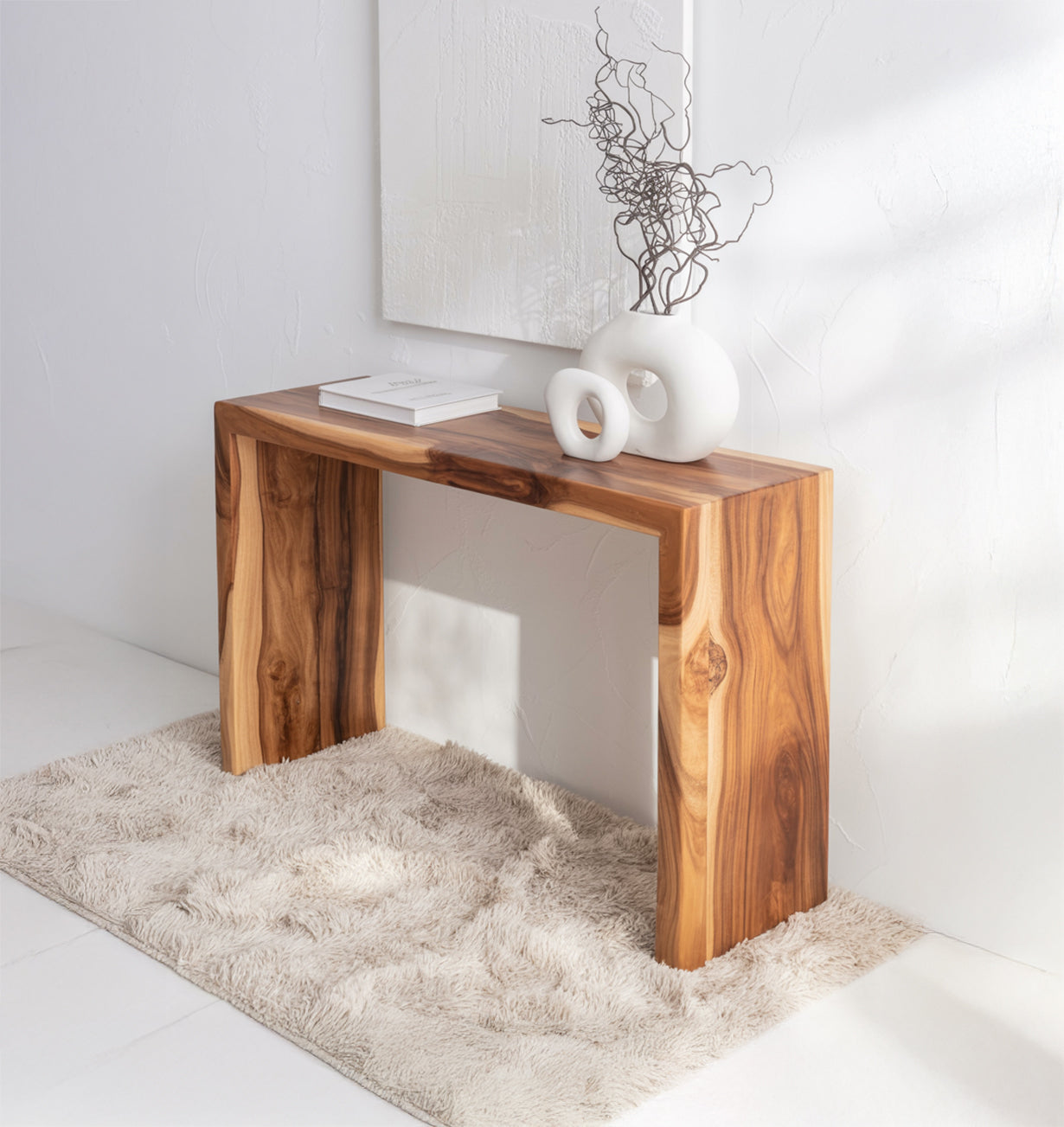 Console Artisanale en Bois Naturel – Table d’Entrée Design Organique Moderne