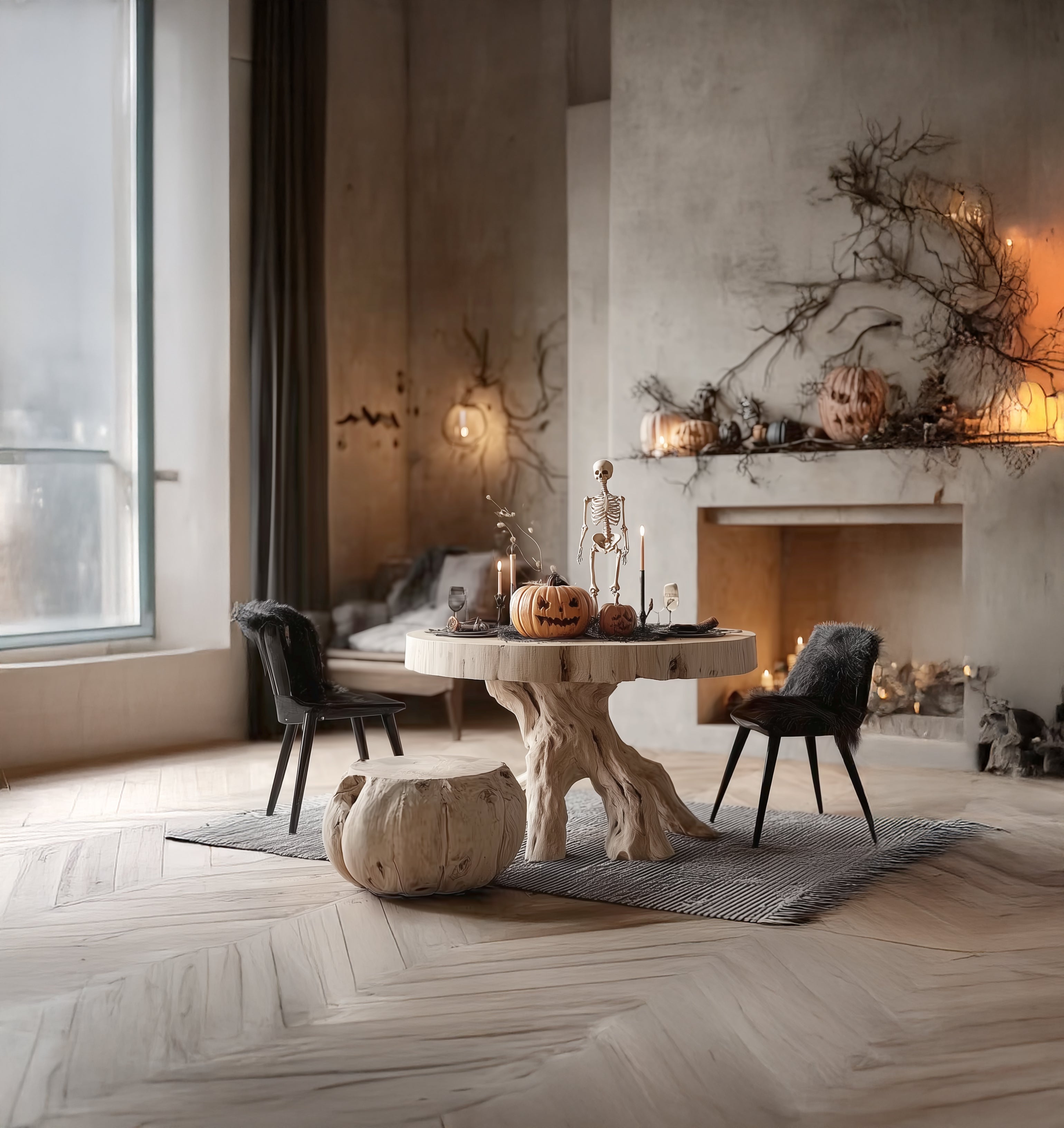 Rustic Side Table – Handmade Live Edge Solid Wood End Table for Living Room & Bedroom