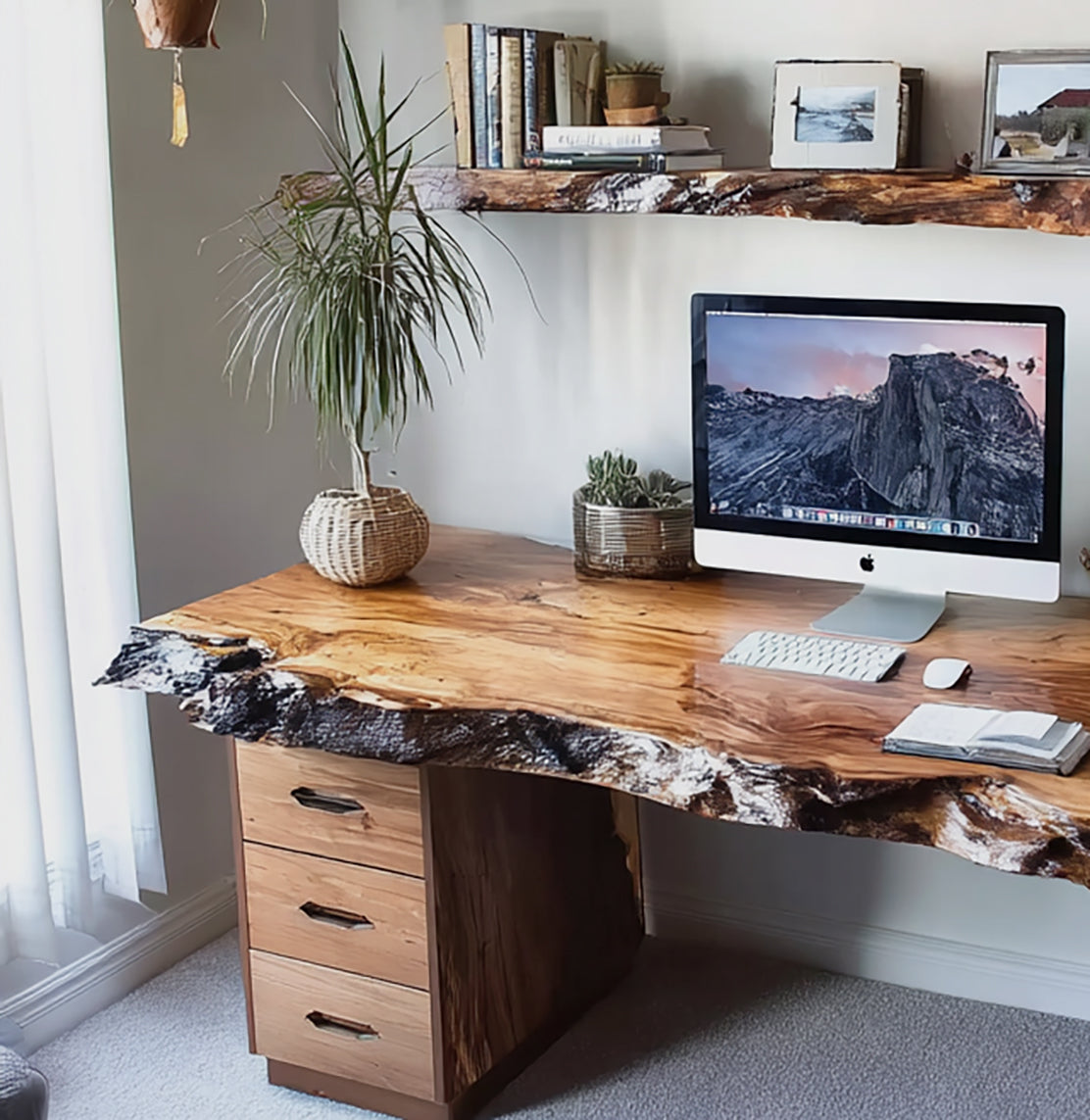 Handmade Live Edge Desk – Rustic Solid Wood Office Workstation for Home or Studio