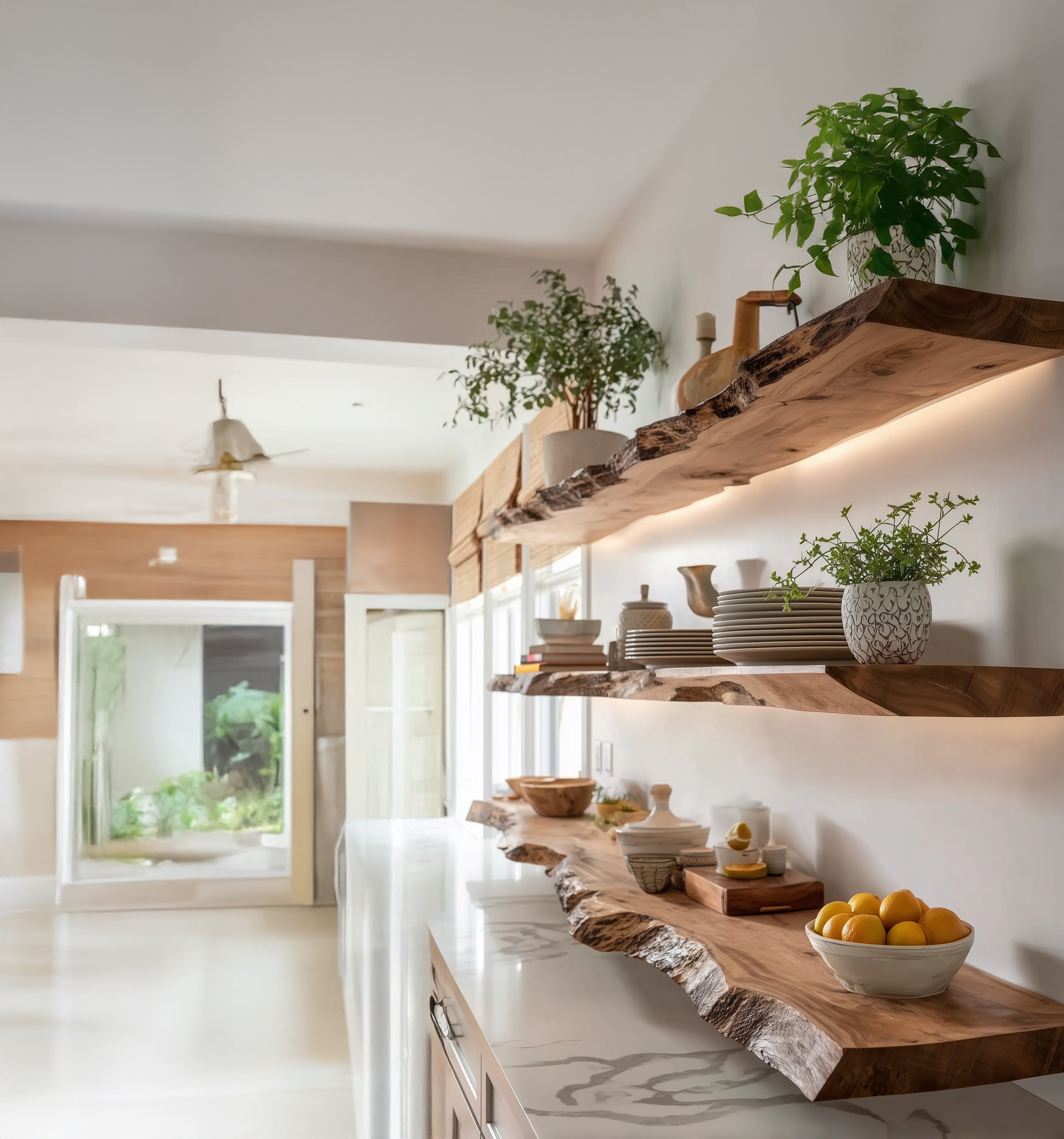 Rustic Live Edge Floating Shelf – Handmade Solid Wood for Kitchen & Living Room