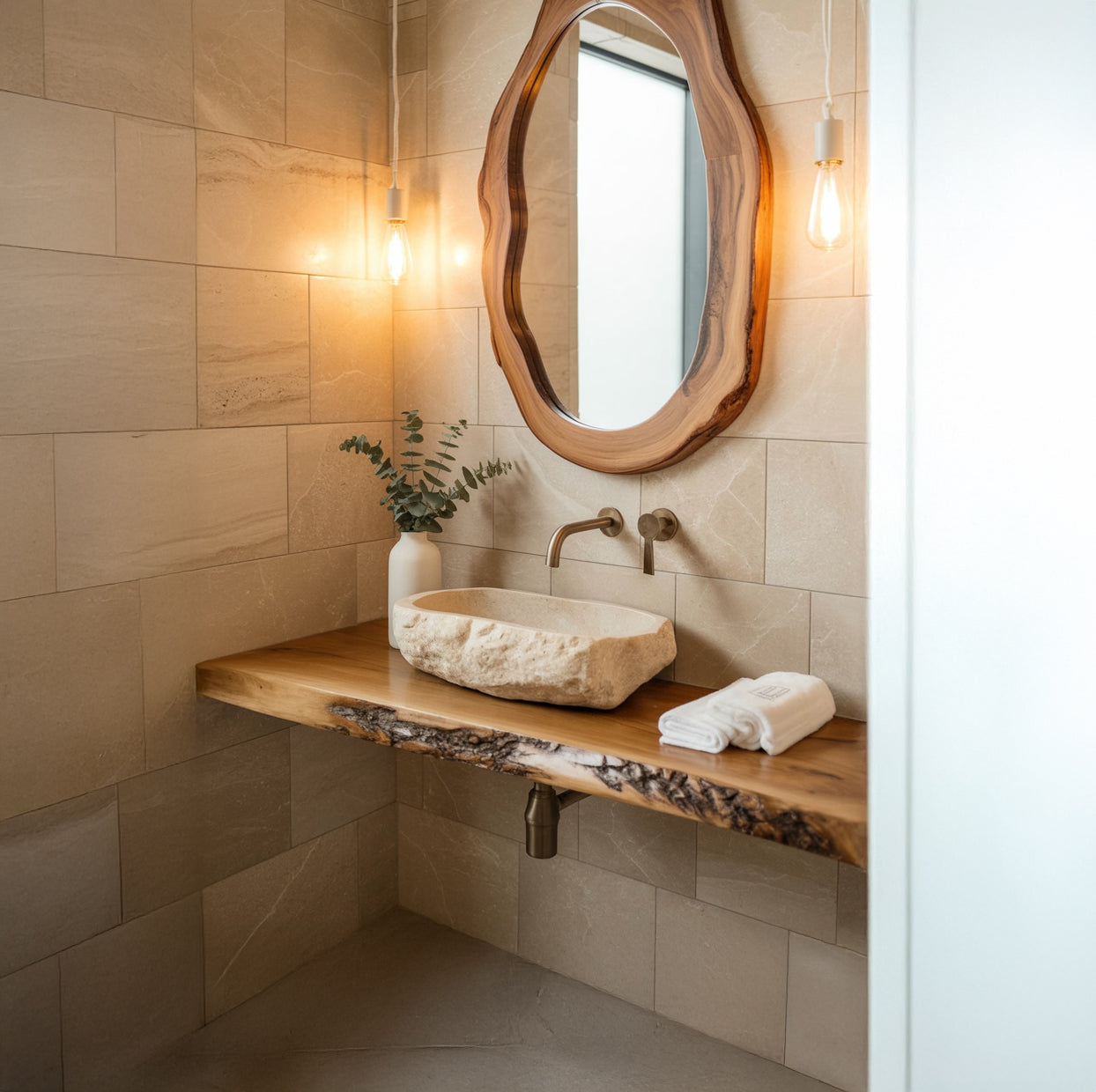 Meuble Vasque Flottant en Bois Massif – Étagère Live Edge