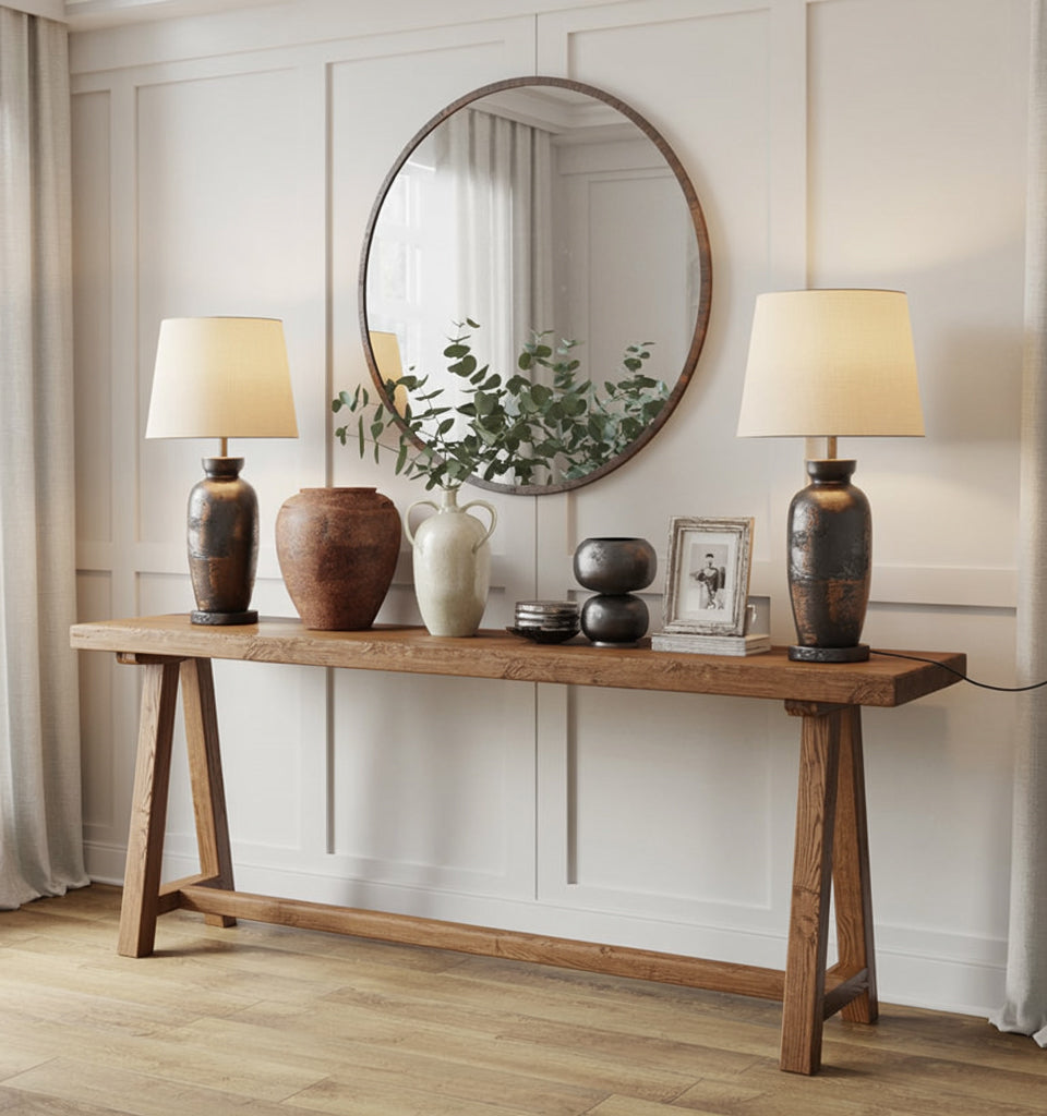 Rustic Reclaimed Wood Console Table – Live Edge Entryway Table