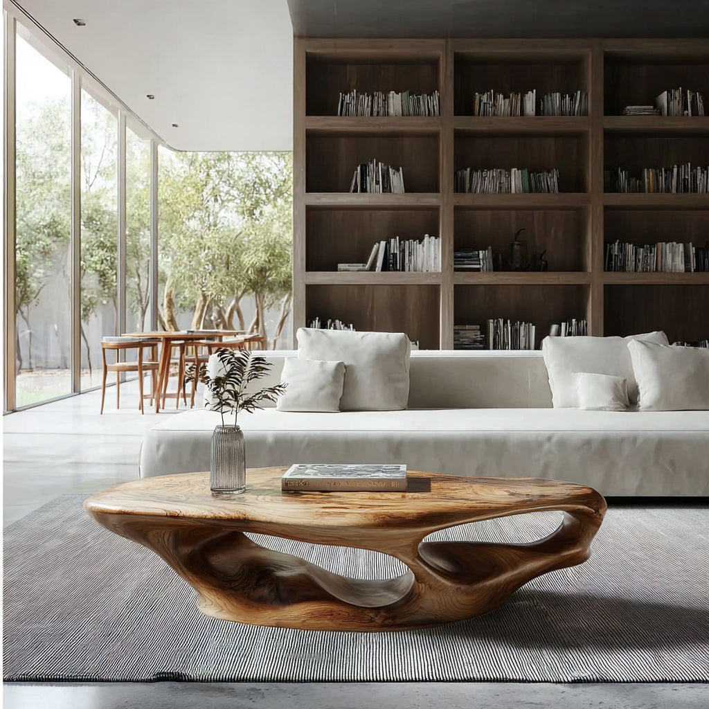 Table Basse Rustique Live Edge Basse en Bois Recyclé Style Farmhouse