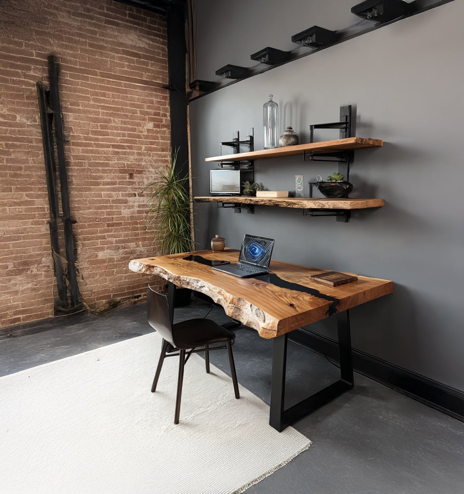 Handcrafted Live Edge Epoxy Desk – Solid Wood Office Table with Resin River