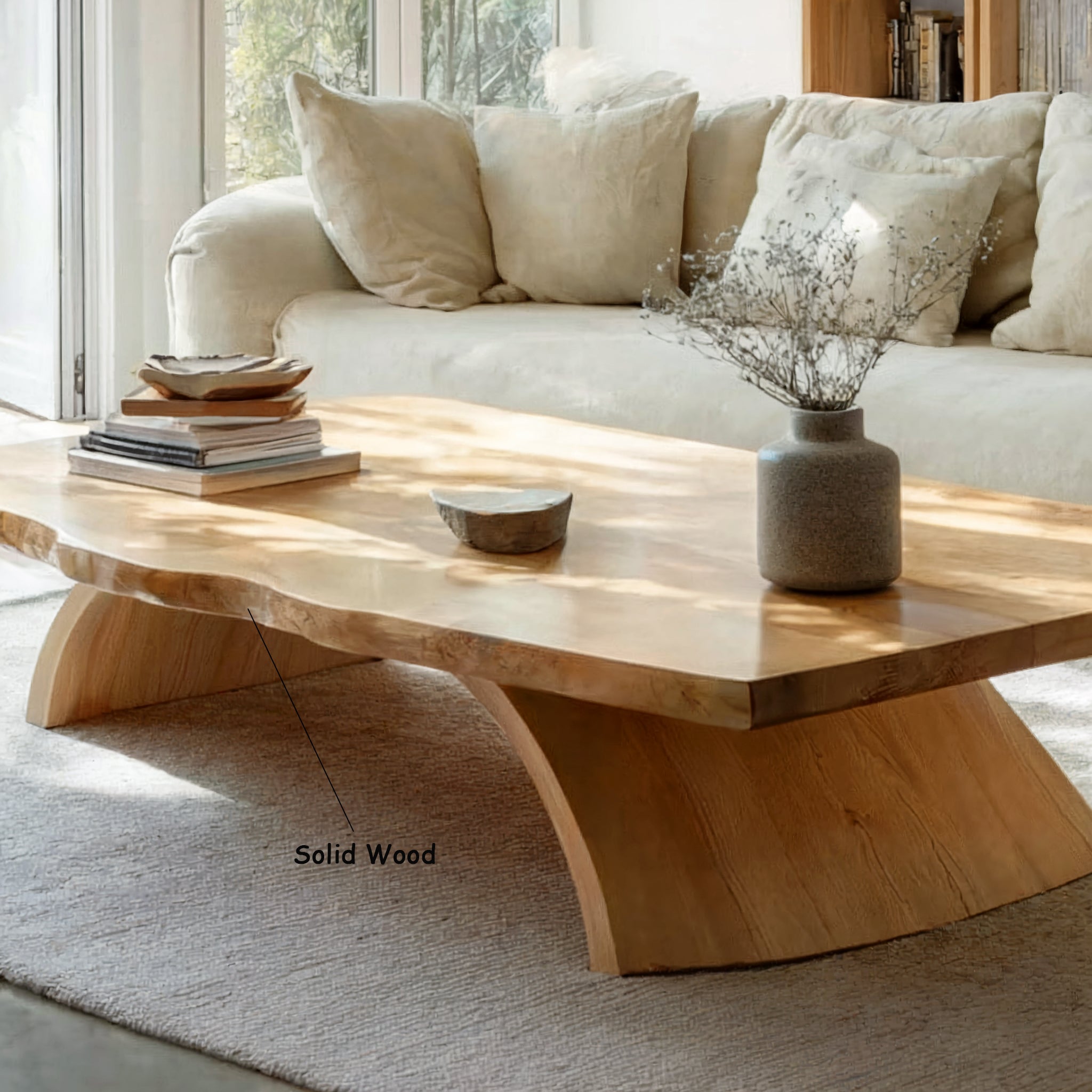 Rustic Wooden Coffee Table – Solid Handmade Farmhouse Decor, Living Room Accent