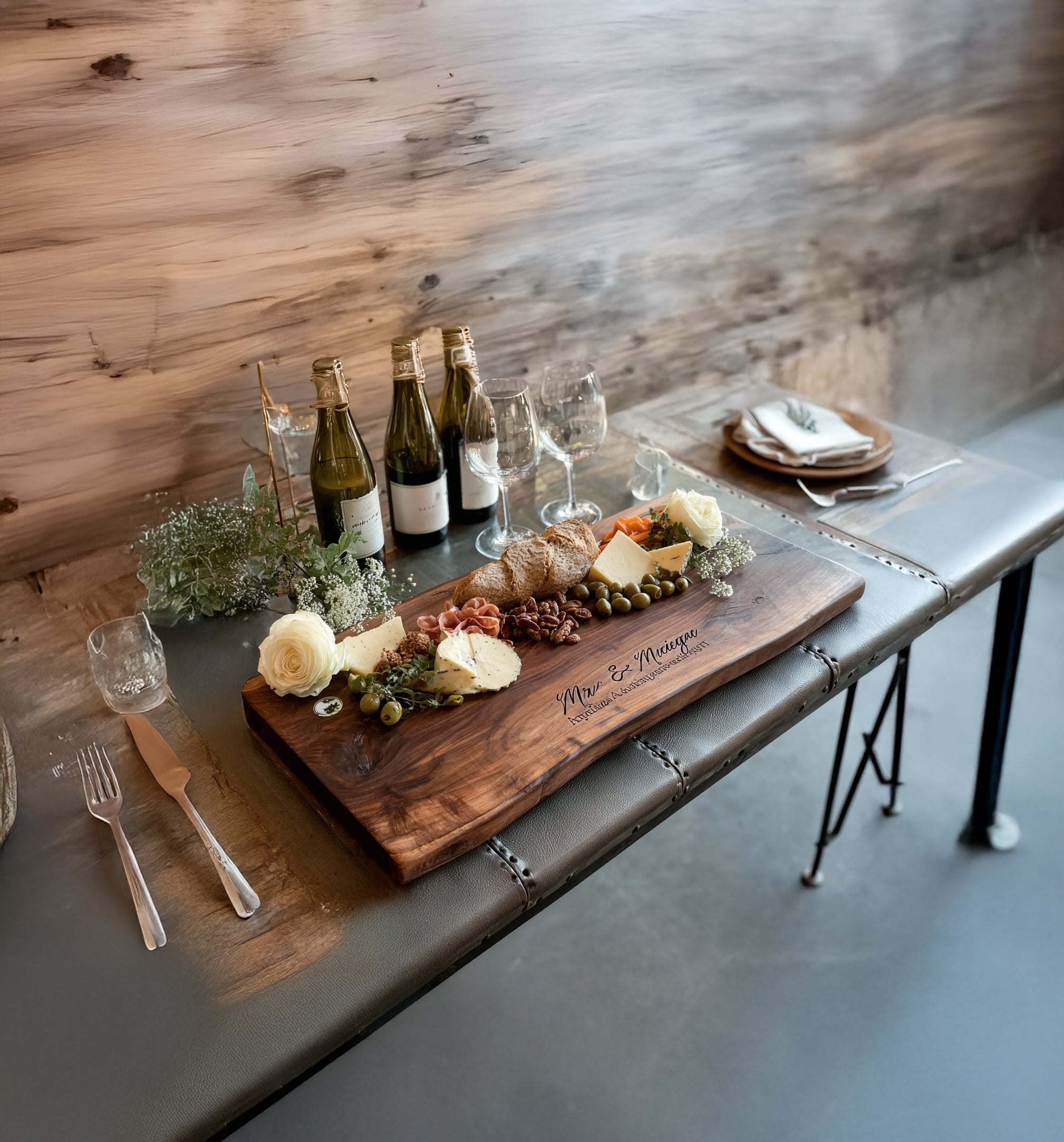 Personalized Live Edge Charcuterie Board – Handmade Solid Wood Cheese & Serving Tray