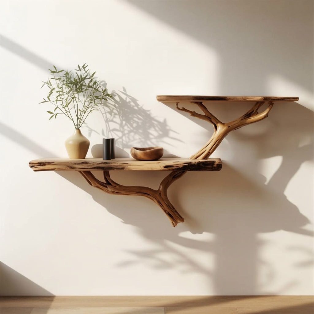 Étagère Murale Branche en Bois Flotté – Décor Rustique