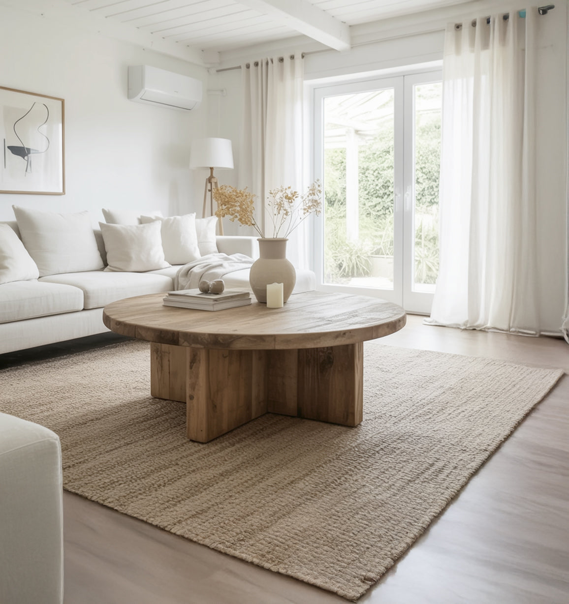 Reclaimed Wood Round Coffee Table – Wabi Sabi Style Furniture