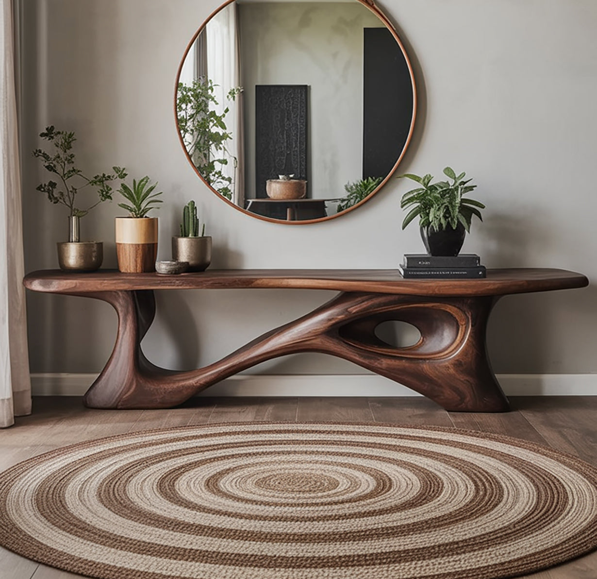 Handcrafted Rustic Modern Console Table – Functional Natural Wood Design