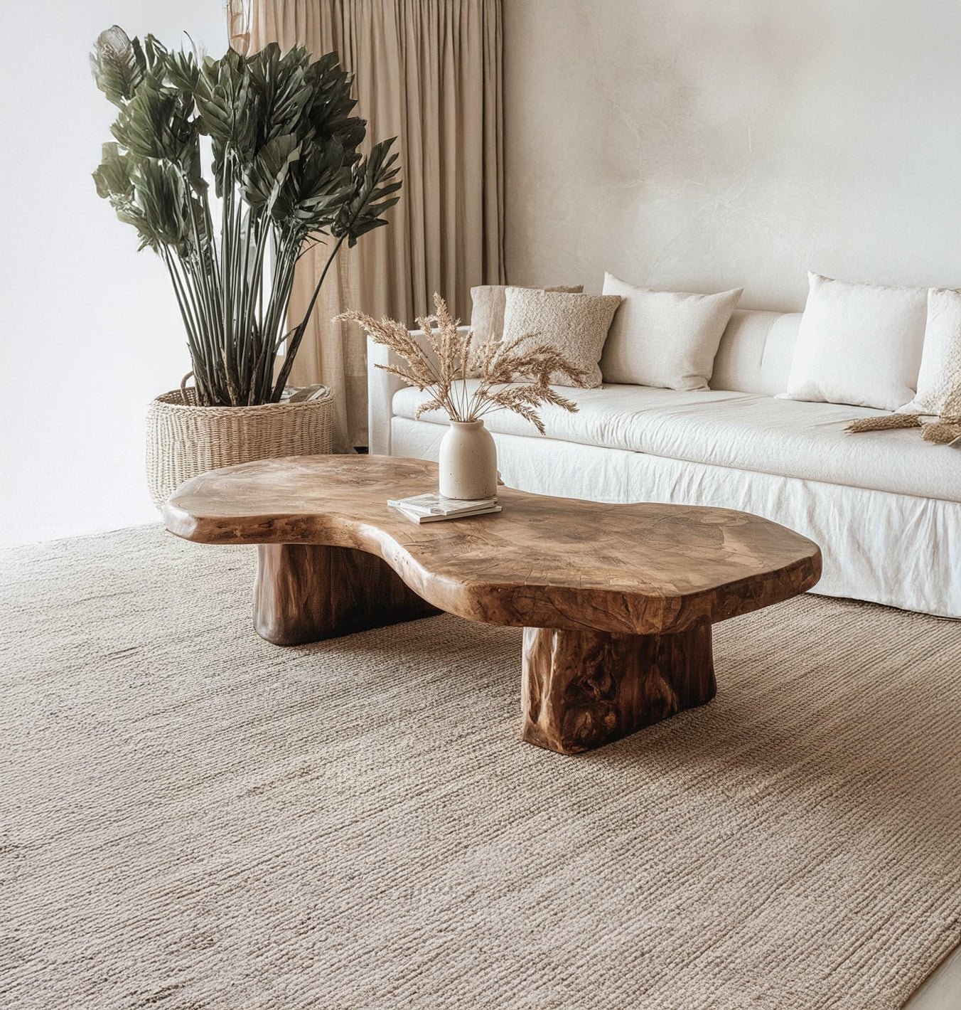 Live Edge Solid Wood Coffee Table – Handcrafted Rustic Center Table