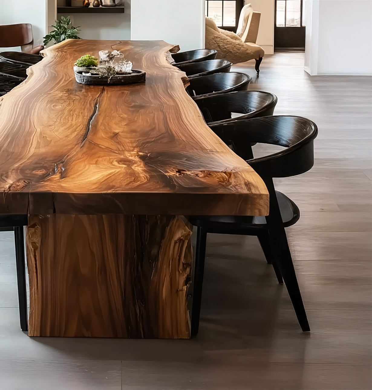 Handcrafted Live Edge Wood Dining Table – Premium Solid Wood Slab with Natural Organic Shape